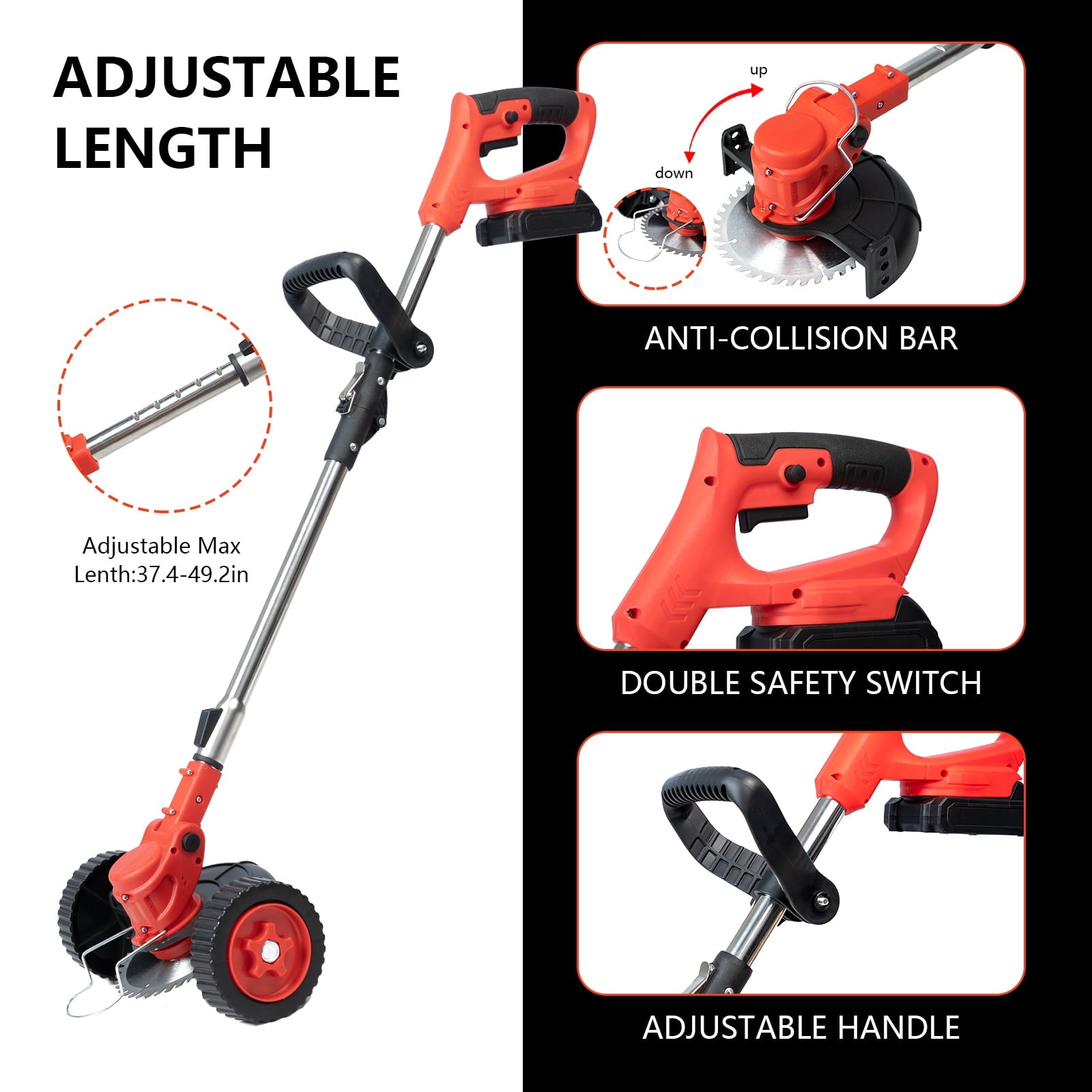 Electric Weed Wacker, 21V Cordless Weed Eater, Foldable String Trimmer