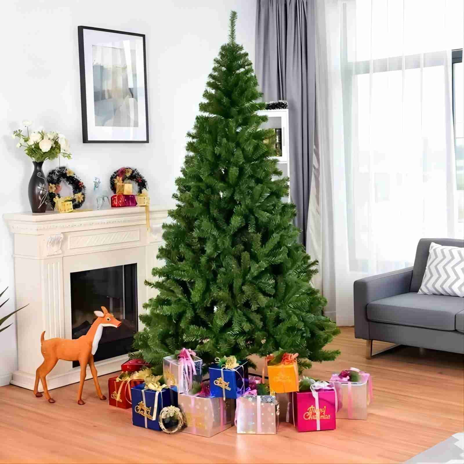 Fenbeli 6ft Artificial Christmas Tree with Metal Base, Indoor Outdoor Green