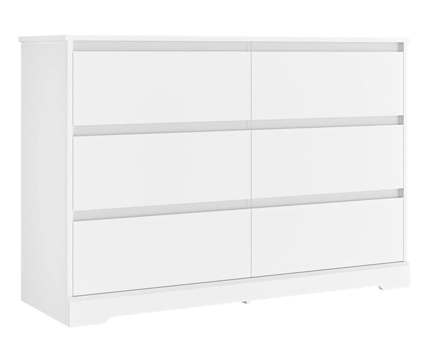 6 Drawer White Dresser for Bedroom Modern Chest of Drawer Wood Storage Cabinet for Entryway Living Room