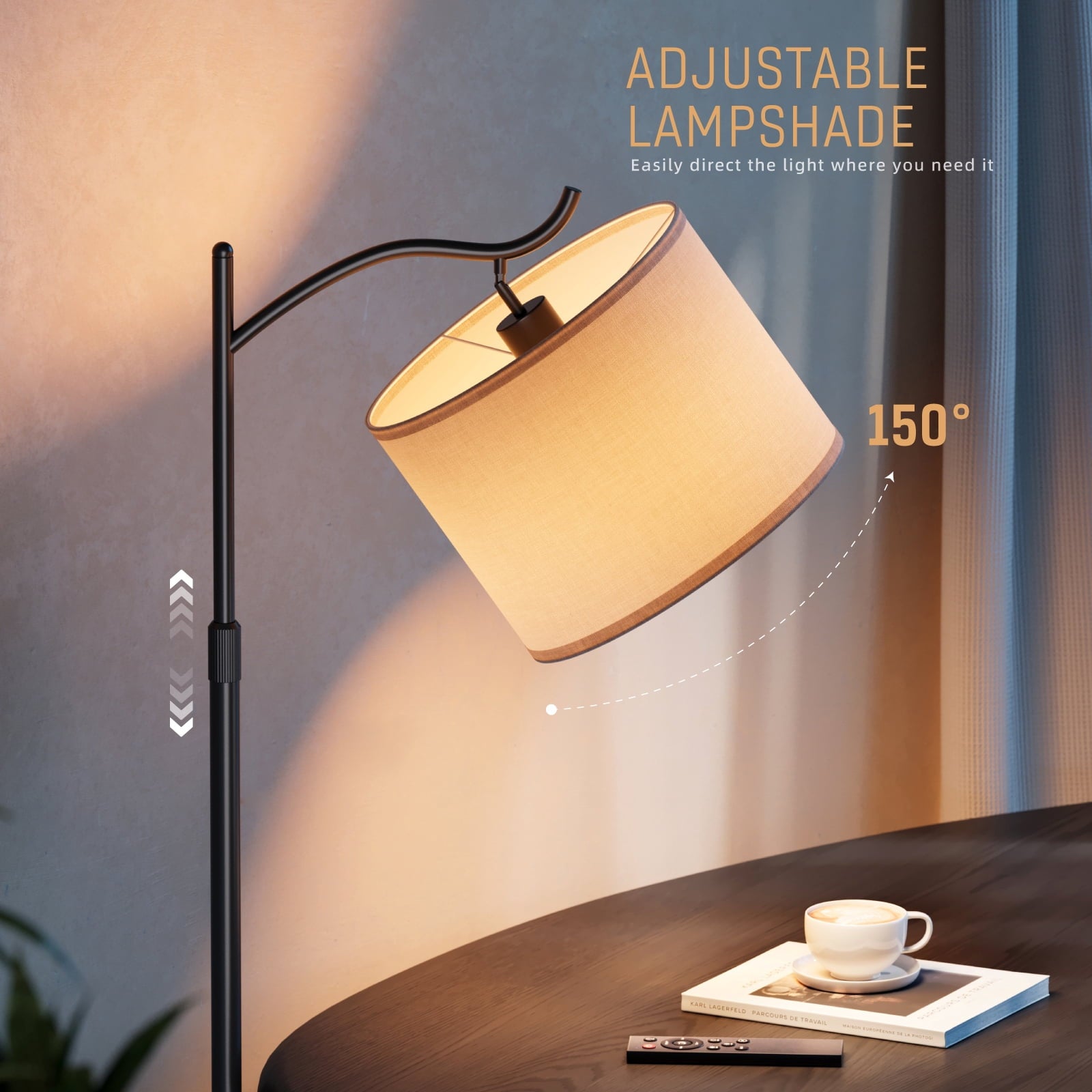 Fenbeli Smart Floor Lamp for Living Room Bedroom, RGB LED Floor Lamp with Remote & App, Dimmable Tall Standing Lamp, Adjustable Modern Reading Lamp
