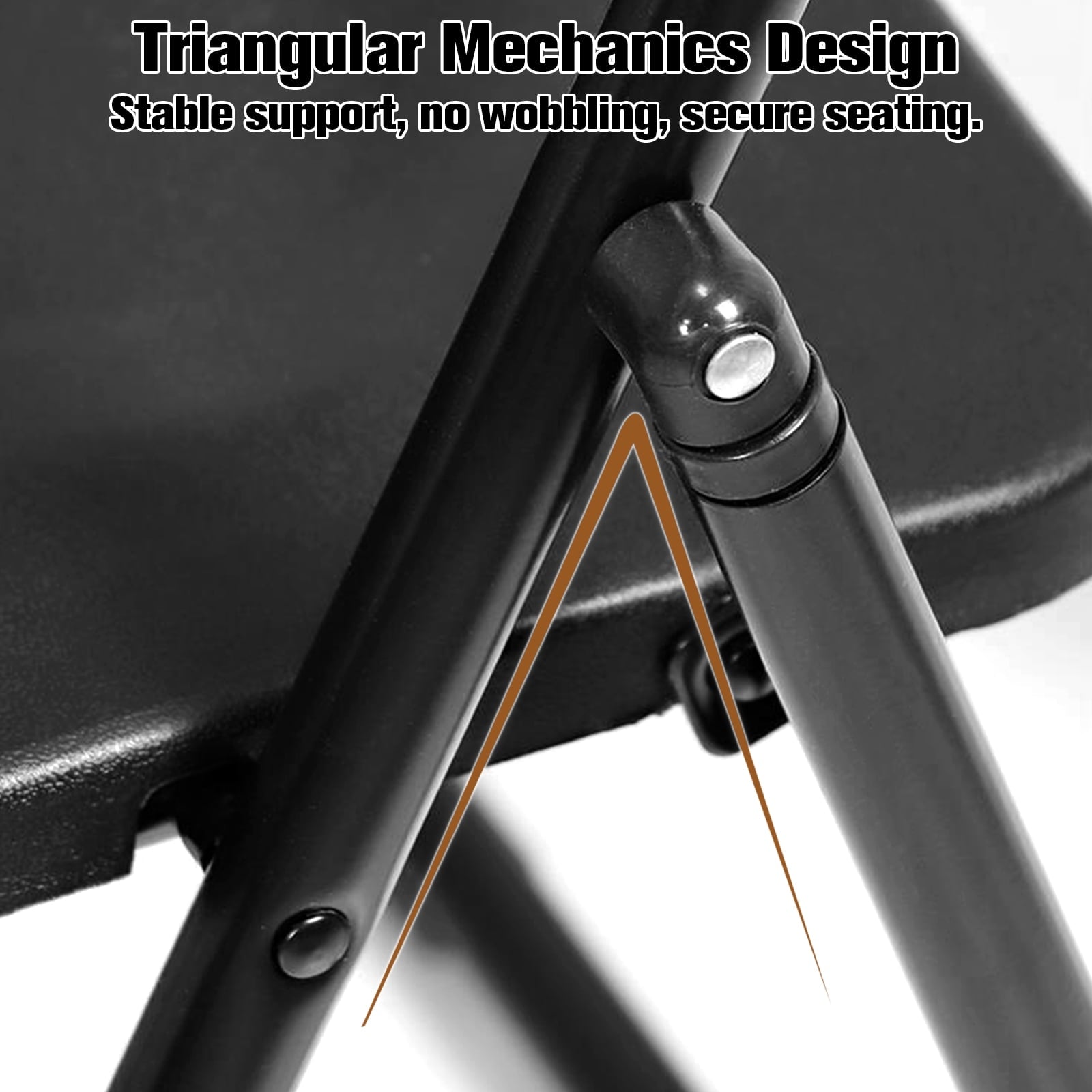 Harigal Black Plastic Folding Chairs 6 Pack, Foldable Stacking Chairs for Outdoor & Indoor, Reinforced Metal Frame, 330LBS Capacity