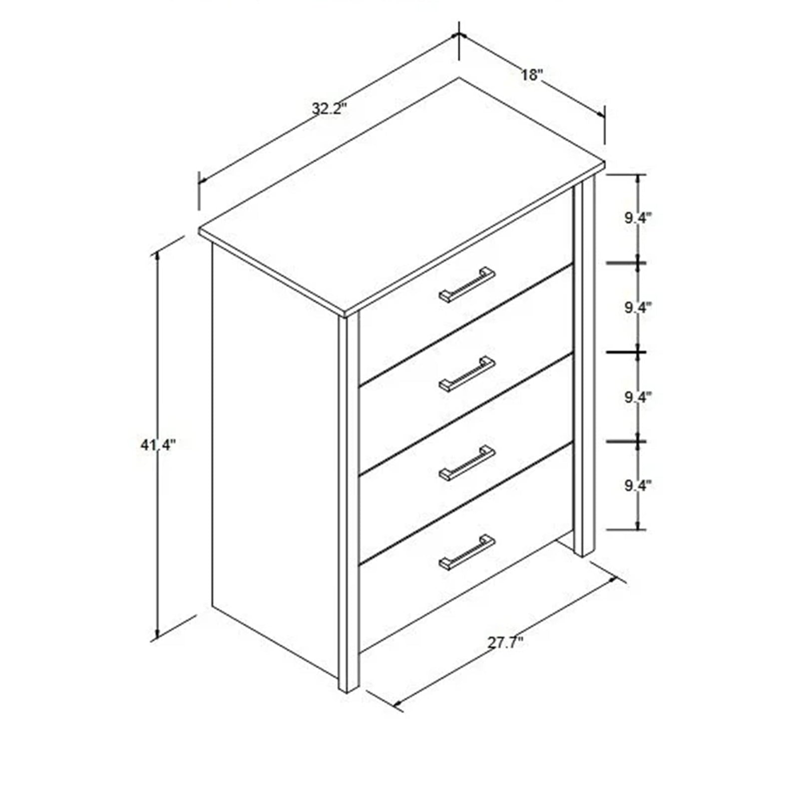 4 Drawer White Dresser for Bedroom Modern Chest of Drawers Wood Storage Cabinet for Living Room Kitchen Office