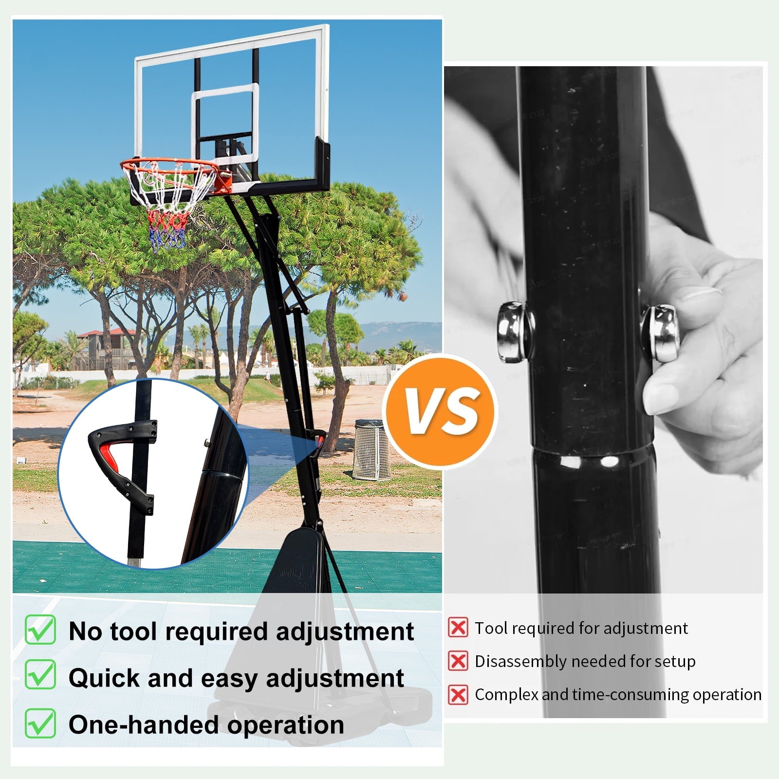 Fenbeli 54 In. Impact Adjustable Portable Basketball Hoop System