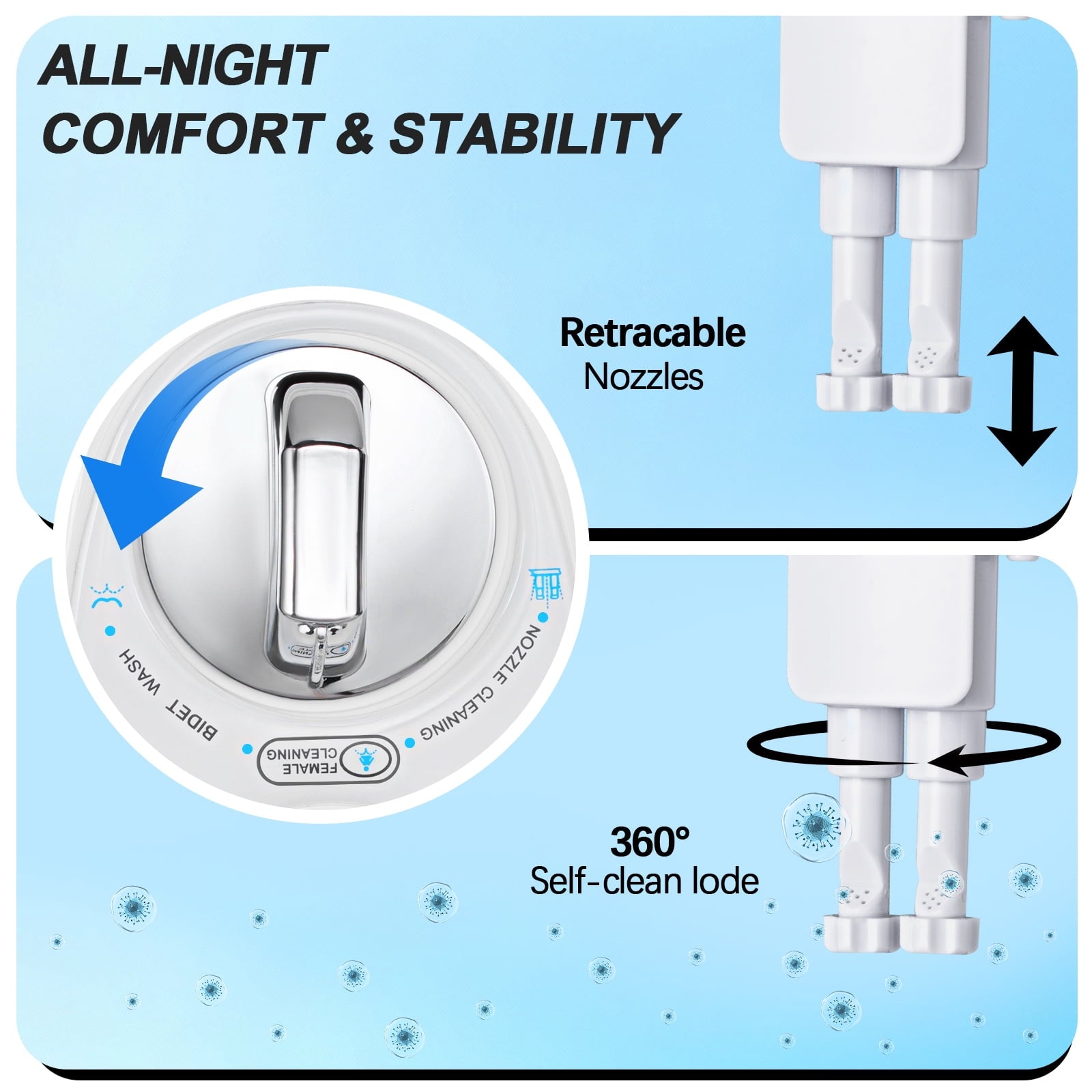 Fenbeli Bidet Attachment for Toilet, Hot and Cold Water Dual Nozzle Bidet with Self-Cleaning, Non-Electric Fresh Water Sprayer for Feminine Wash