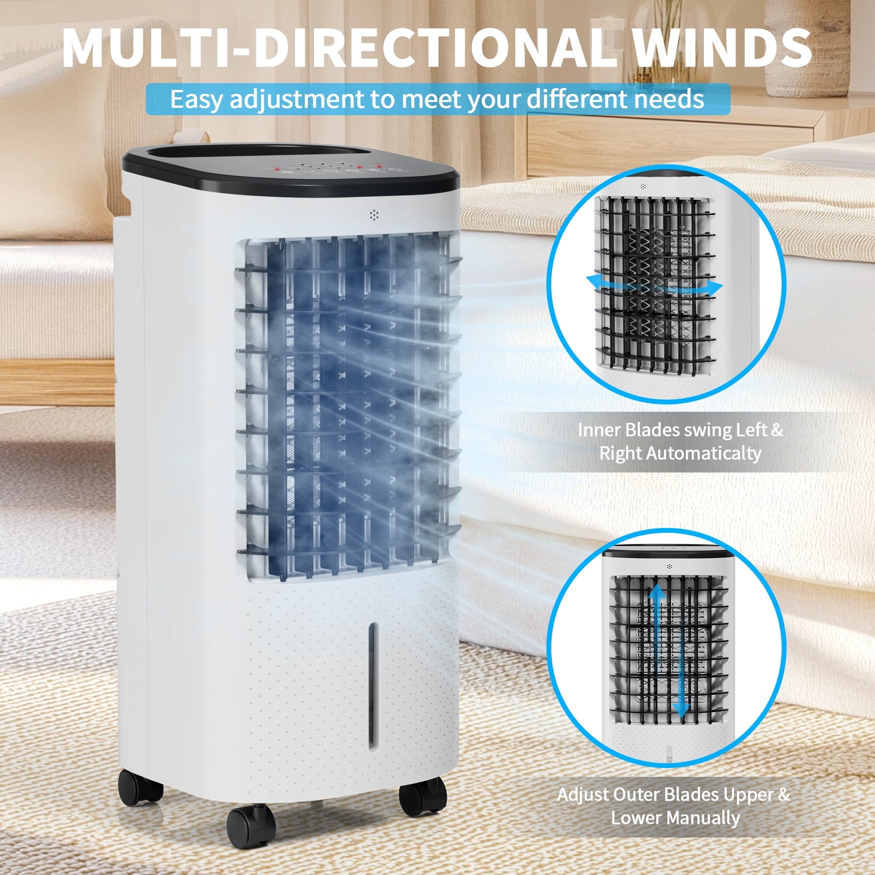 206 Evaporative Portable Air Cooler Fan and Humidifier, White