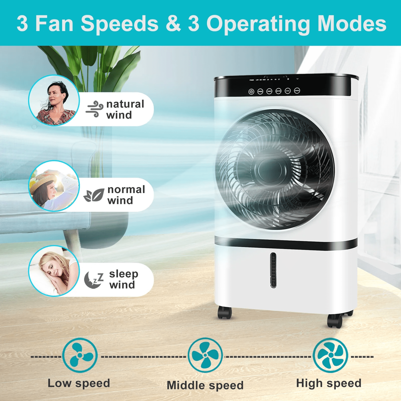 Fenbeli 3-in-1 Evaporative Portable Air Cooler with 3 Modes include Remote Control