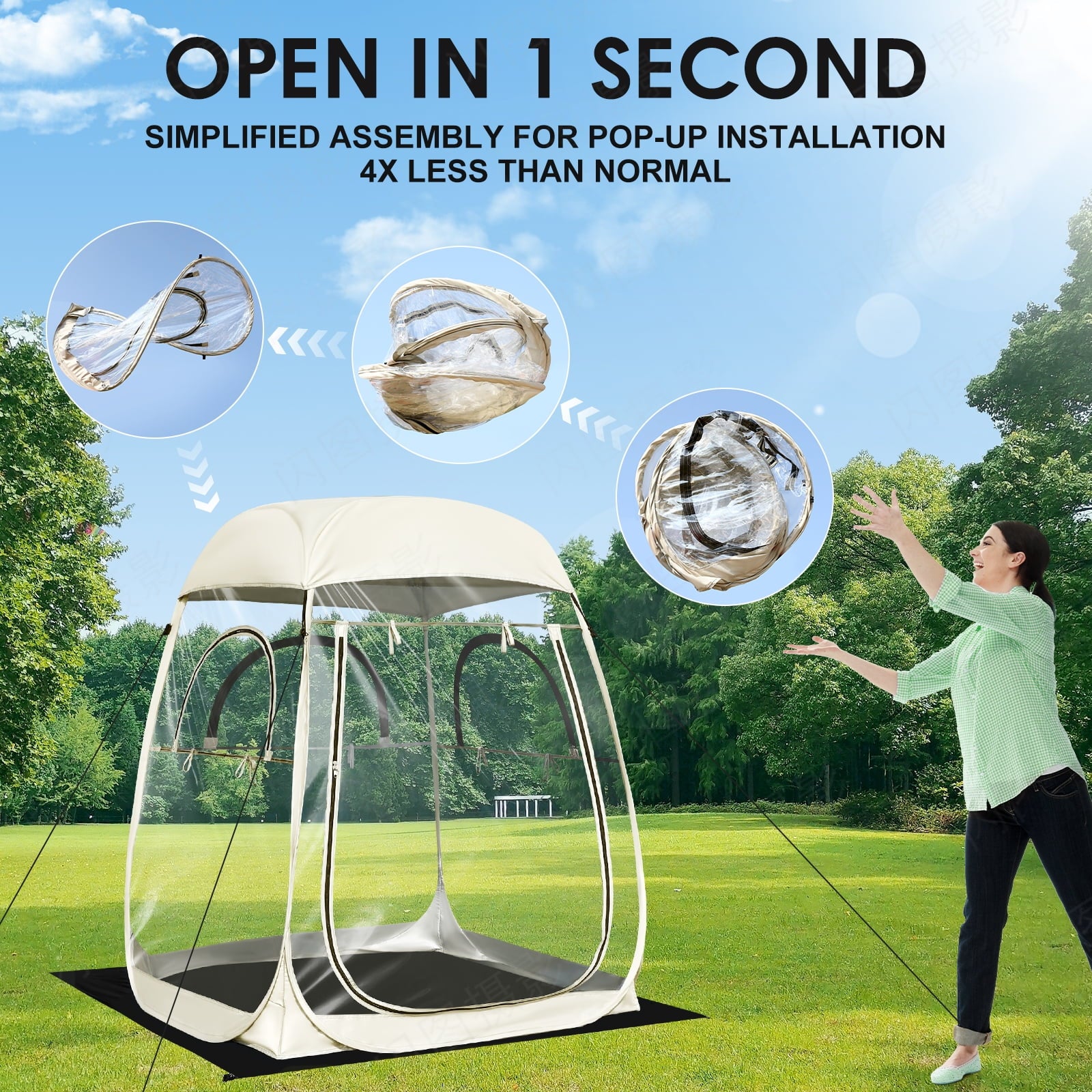 Fenbeli 2 Person Weather Pod, Instant Pop up Tent for Sports Event , Beige
