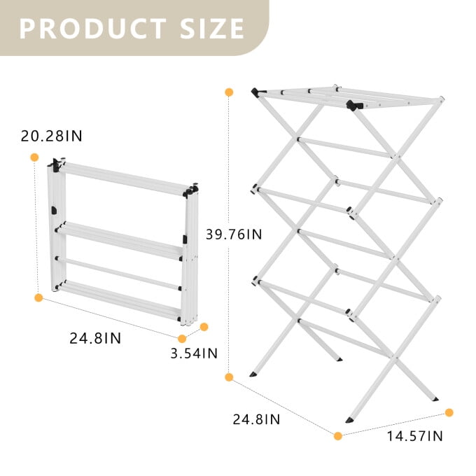 Folding Clothes Drying Rack, Dry Laundry and Hang Clothes,Towel Rack for Storage, White