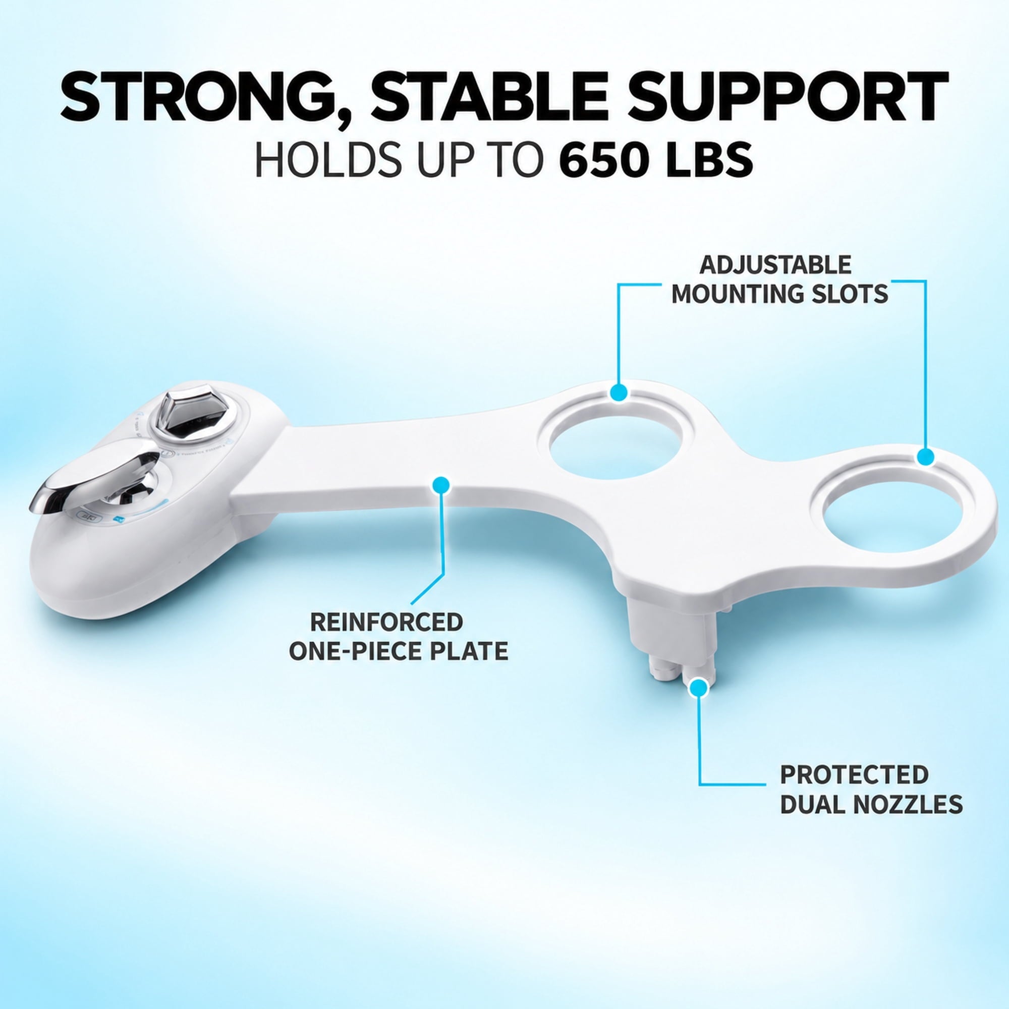 Fenbeli Bidet Attachment for Toilet, Non-Electric Dual Nozzle Bidet with Feminine and Rear Wash, Hot and Cold Water Toilet Seat Attachment with Self-Cleaning Nozzle, White