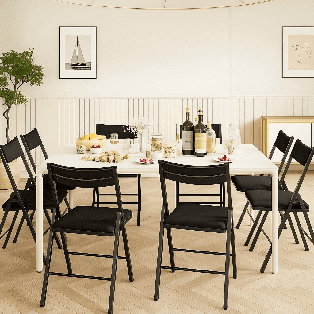 Fenbeli 6-Pack Black Padded Folding Chairs with Metal Frame