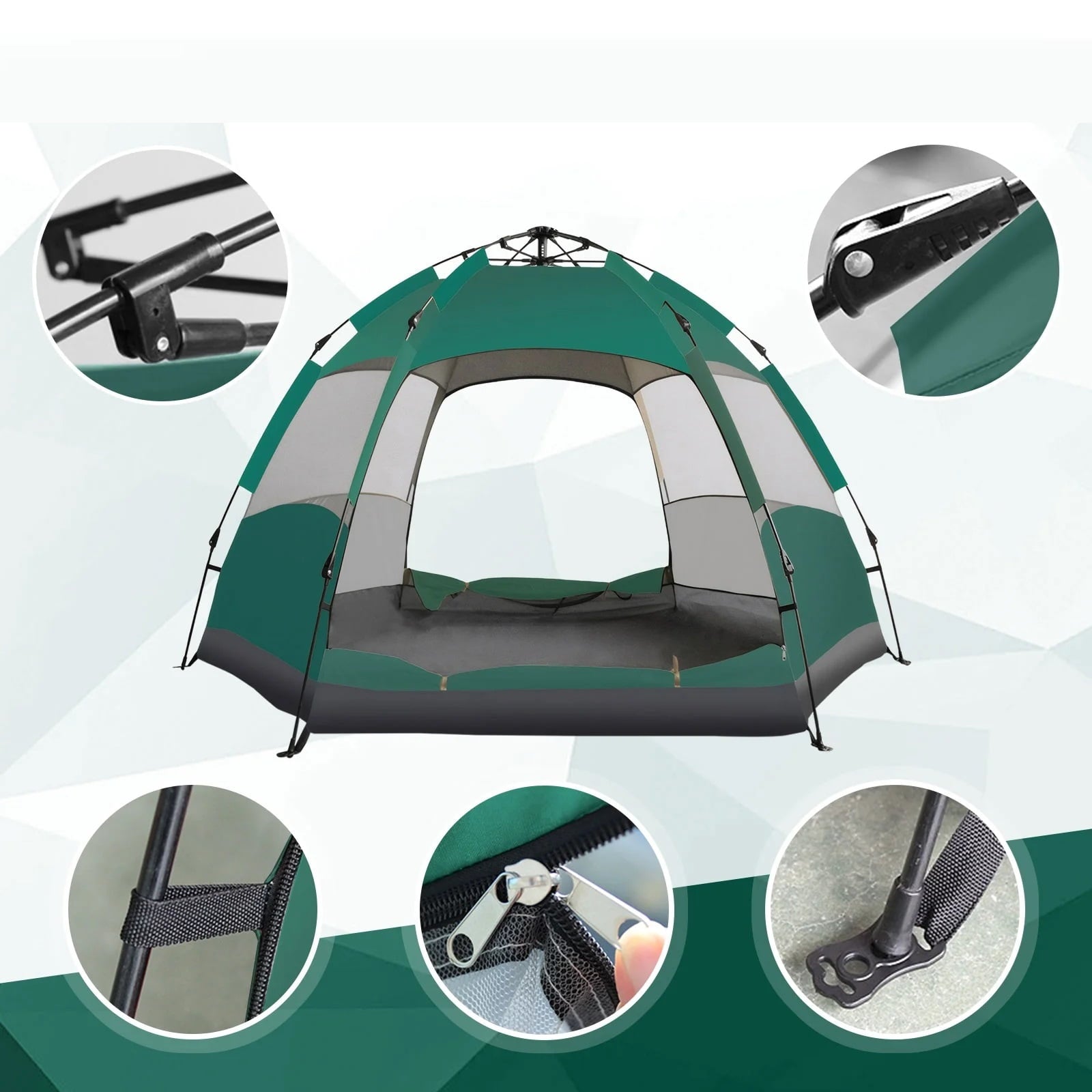 Fenbeli Portable Waterproof Tents for Camping Pop up Tent for 2-4 Person Camping Tent for Family Outdoor Green