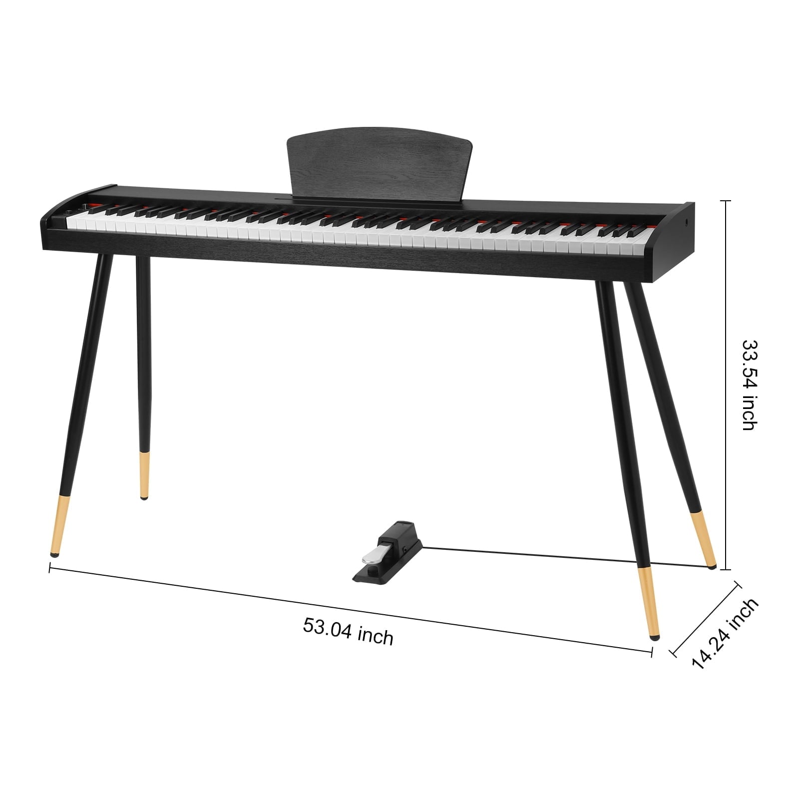 Fenbeli 88 Key Digital Piano Keyboard Full-Size Semi-Weighted Electric Piano with Sustain Pedal, Music Rest, Black