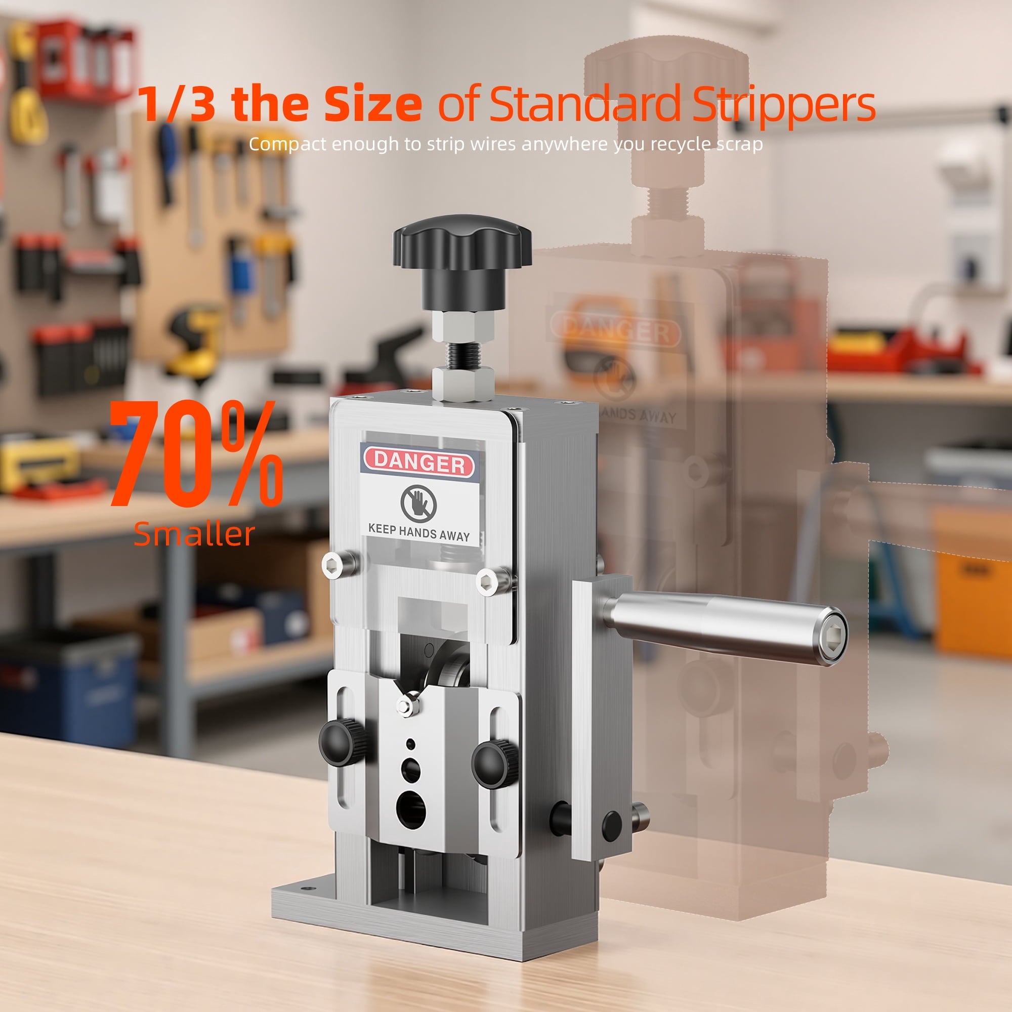 Fenbeli Manual Wire Stripping Machine 0.06-1in with Hand Crank and Drill Powered for Scrap Copper Recycling, White