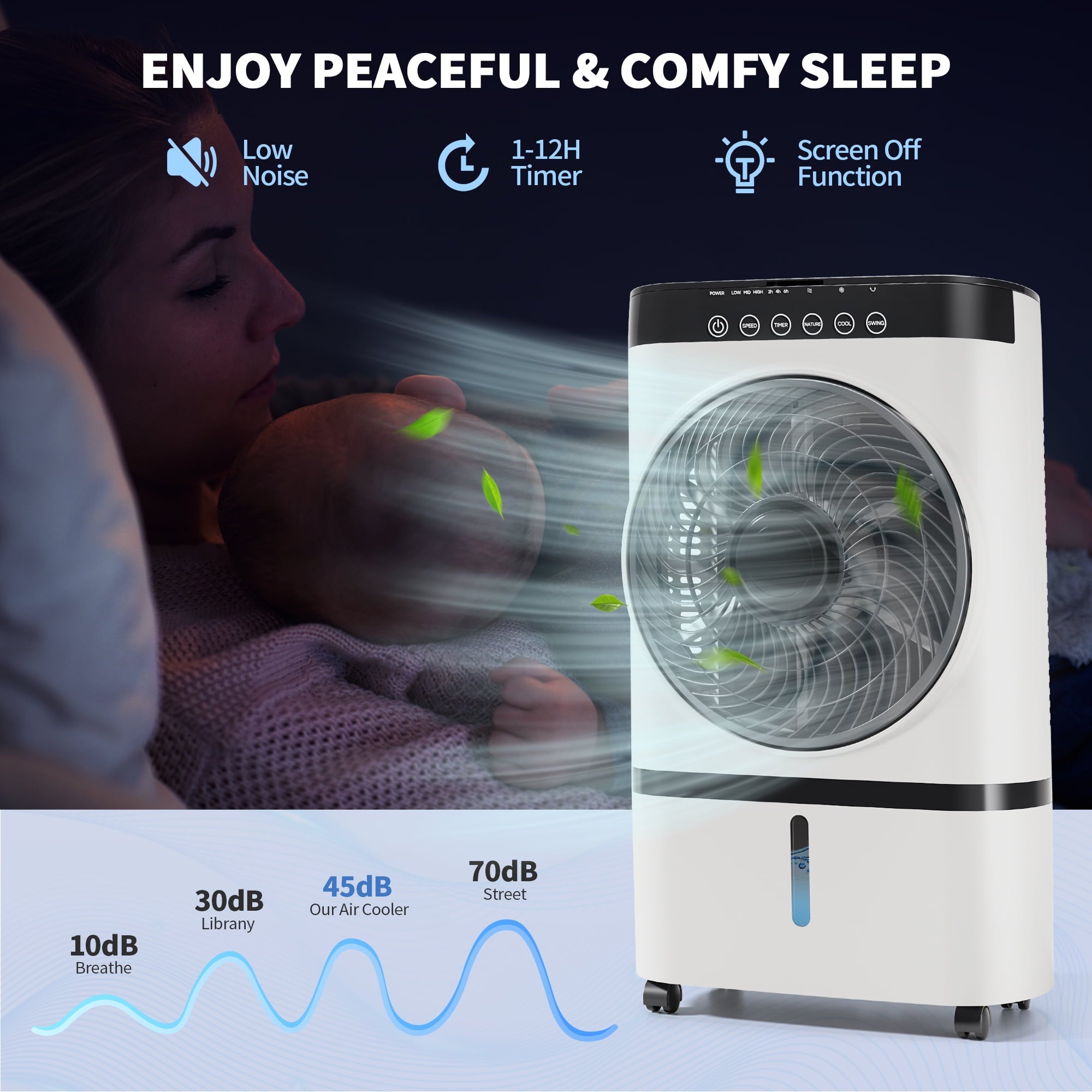 Fenbeli 3-in-1 Evaporative Portable Air Cooler with 3 Modes include Remote Control