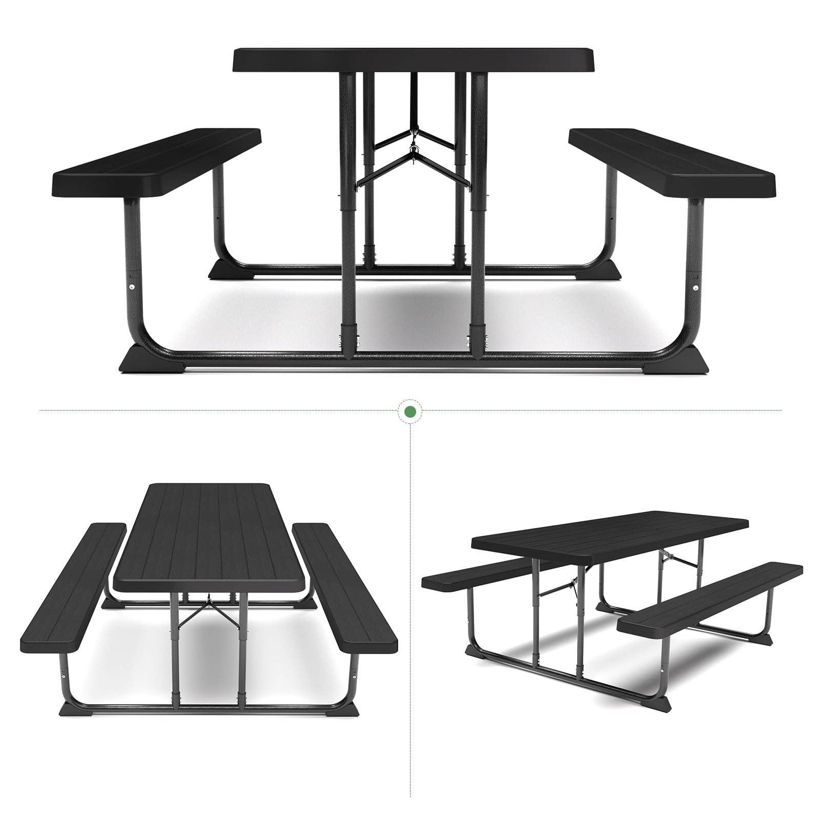 Fenbeli 6-Foot Outdoor Folding Picnic Table, Black