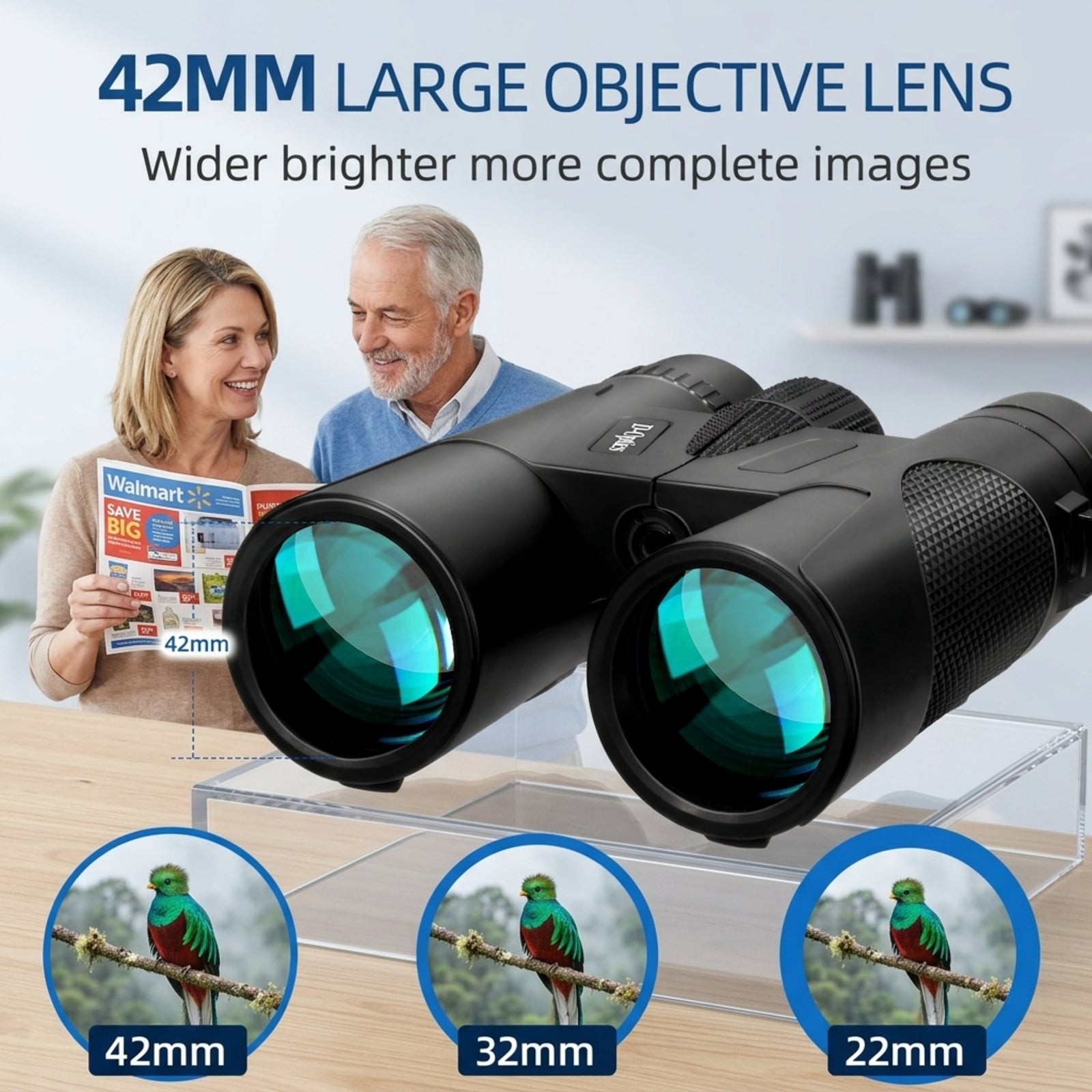 Fenbeli 12¡Á42 HD Roof Prism Binoculars with Phone Adapter and Tripod for Bird Watching and Hiking, Black