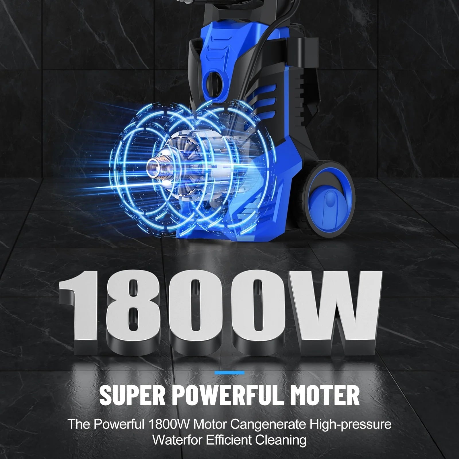 Electric Pressure Washer, 3800PSI 2.6 GPM Power Washer Machine with Hose Reel,4 Quick Connect Nozzles, Foam Cannon, for Cars, Patios, and Floor Cleaning,Blue