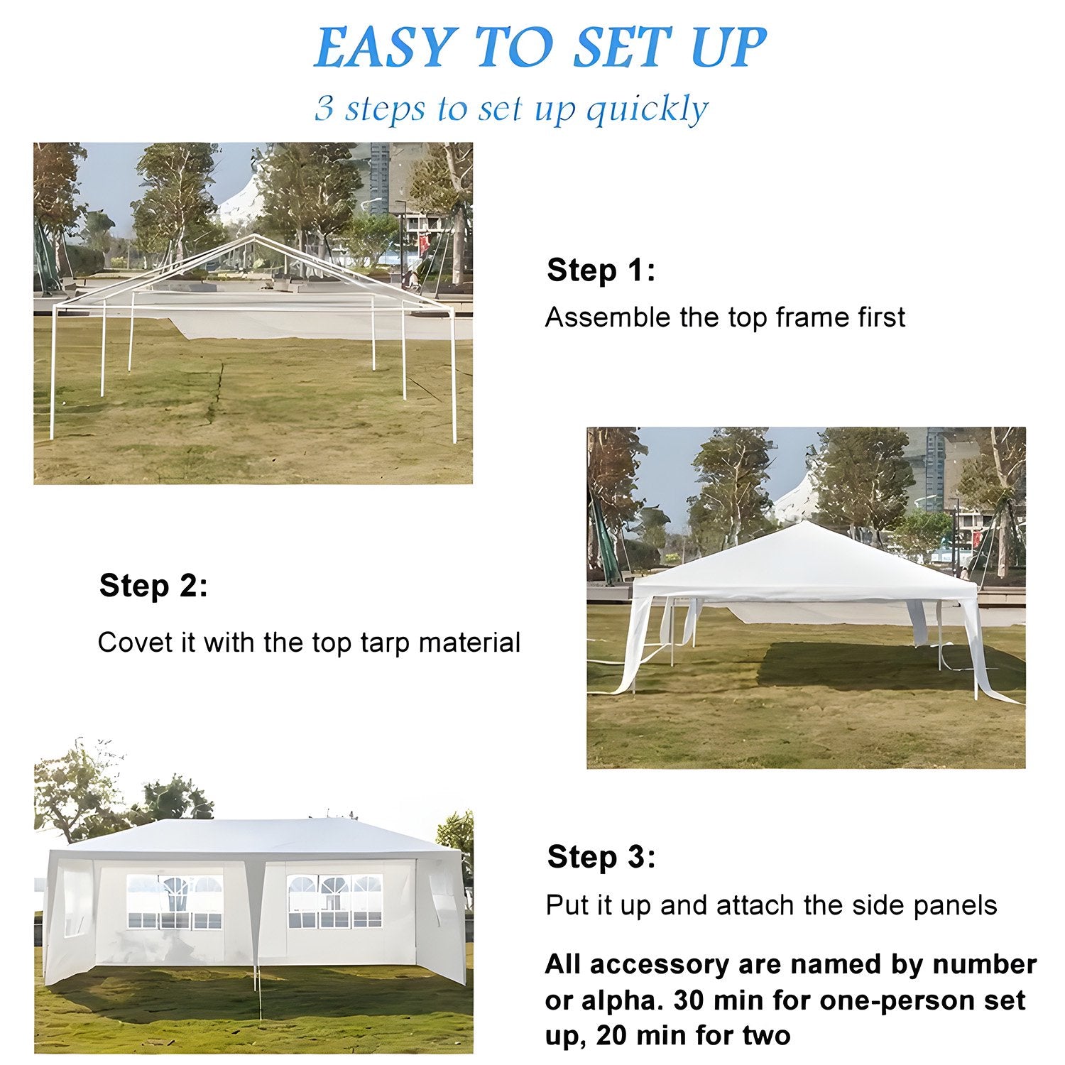10ftx20ft Outdoor Canopy Weather-resistant Tent Wedding Party Tent 4 Sidewalls W/Carry Bag