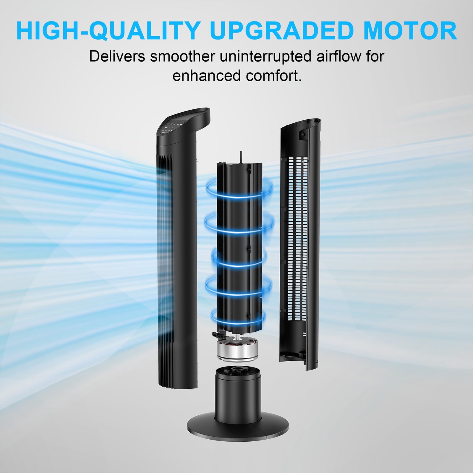 Tower Fan for bedroom, 60¡ã Oscillating Standing Fan with Remote