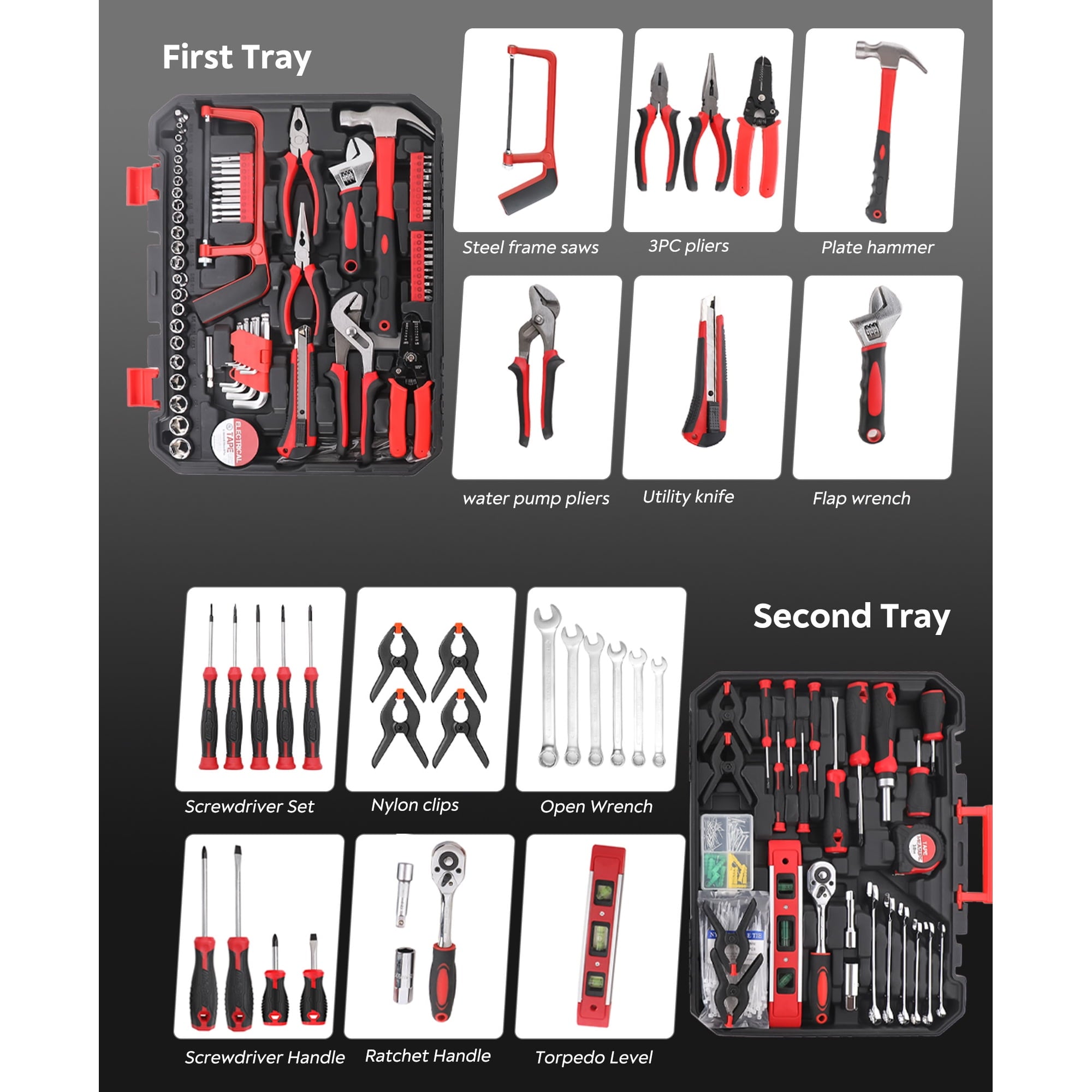 Fenbeli 328 Piece Home Tool Kit, Household Hand Tool Set with Portable Carrying Case, General Home/Auto Repair Tool Set for Men Women