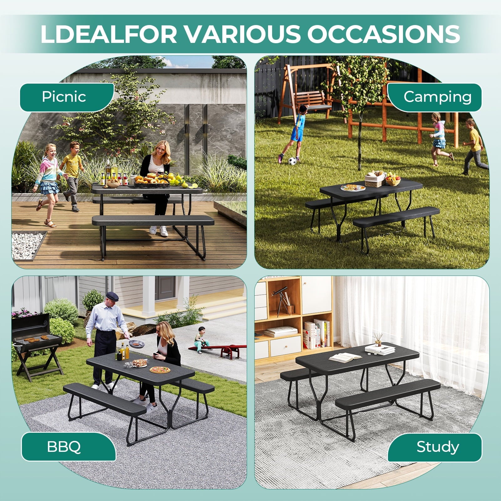 Fenbeli Picnic Table Bench Set, 4.5-Foot
