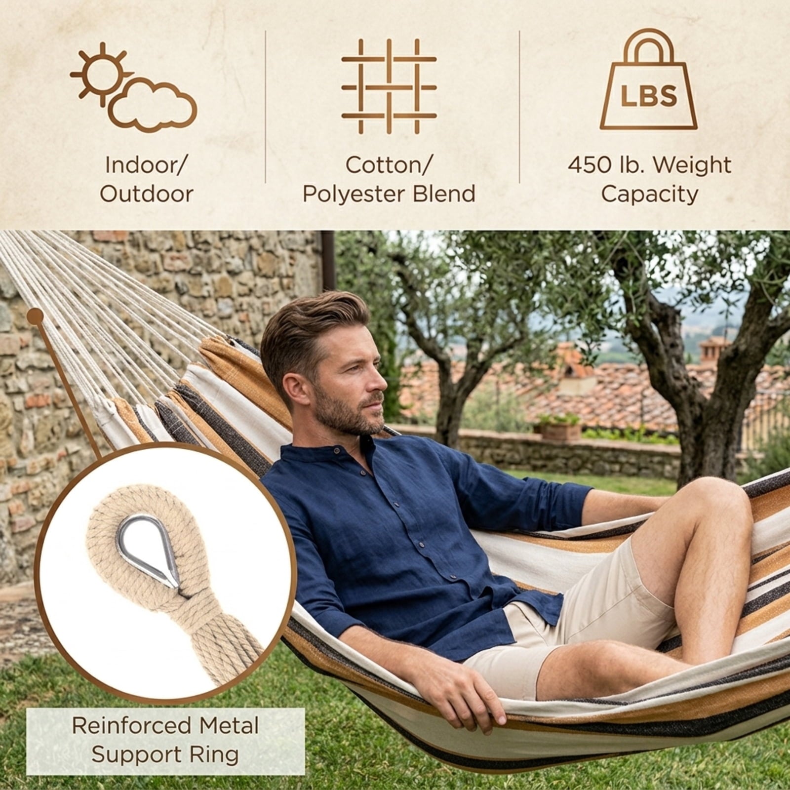 Fenbeli Double Camping Hammock with Stand 2 Person Portable Hammock Bed with Steel Frame and Carry Bag for Backyard Patio Outdoor Poolside, Yellow
