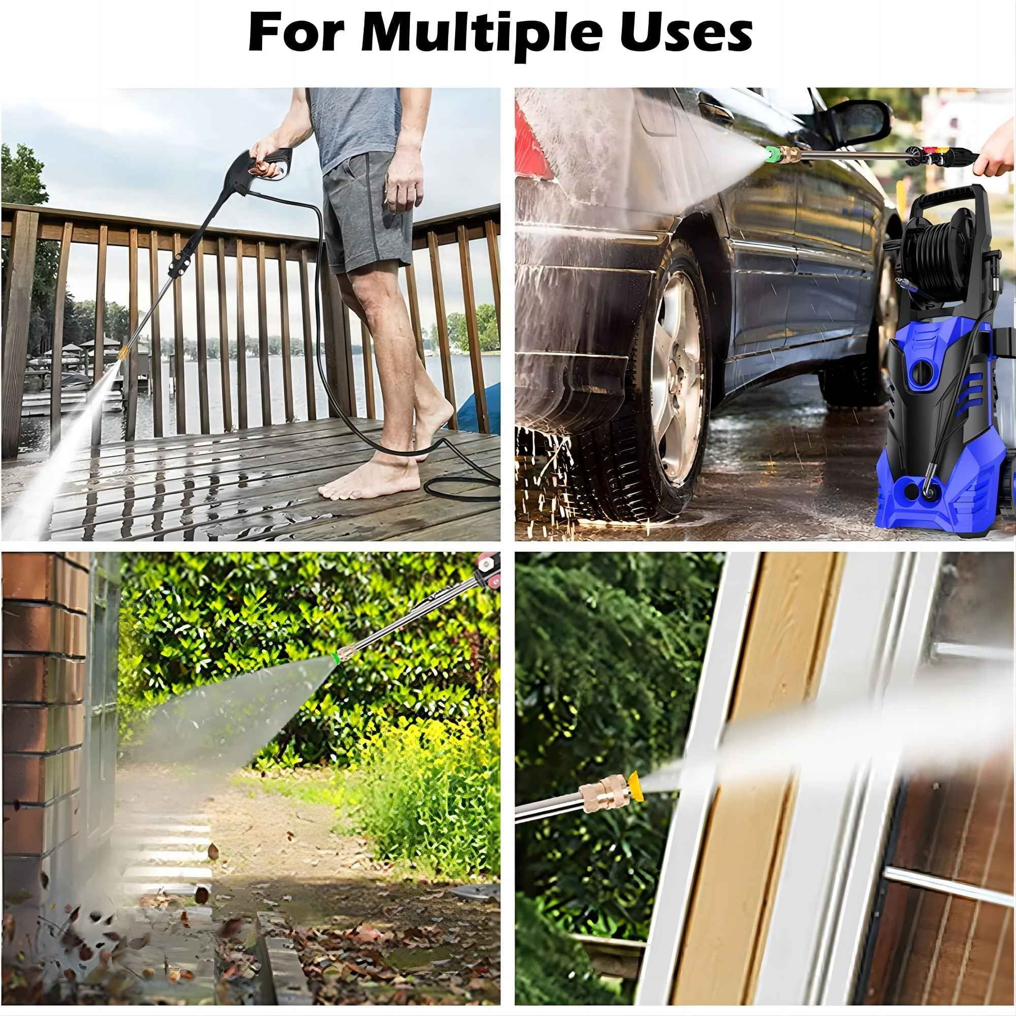 Electric Pressure Washer, 3800PSI 2.6 GPM Power Washer with 5 Quick Connect Nozzles, High Pressure Cleaning Machine with Foam Cannon for Cars, Fences, Patios, Decks, Patios and Driveway(Blue)