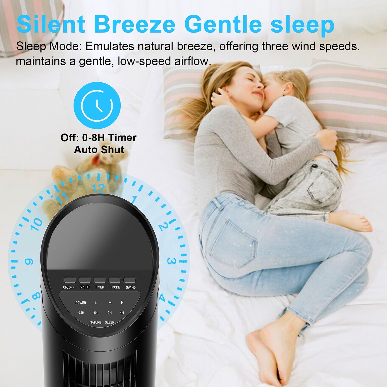 Tower Fan for bedroom, 60¡ã Oscillating Standing Fan with Remote