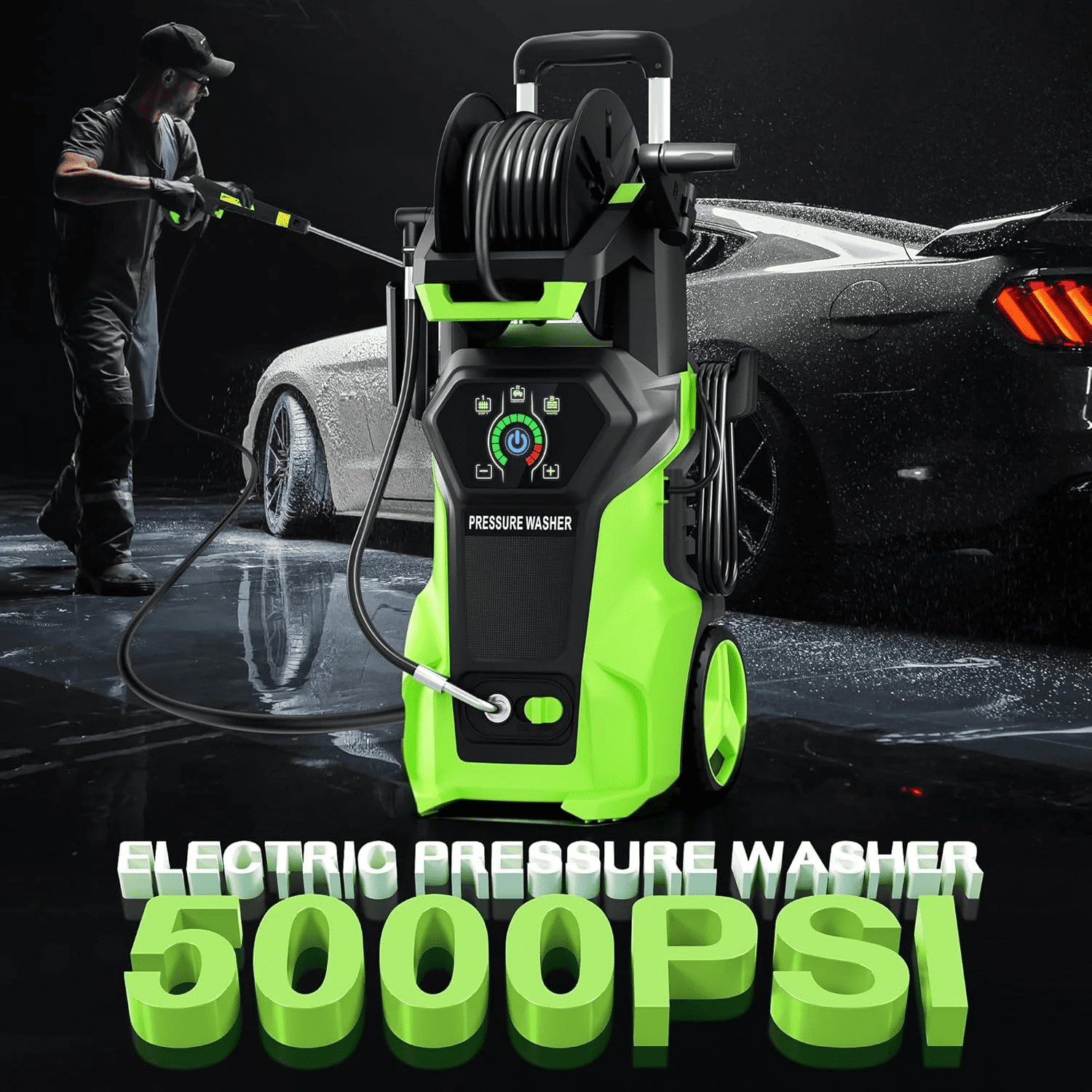 Fenbeli Electric Pressure Washer, 5000 PSI 3.2 GPM Touch Screen Adjustable Pressure, 4 Nozzles and Foam Cannon Power Washer Cleaning for Patio