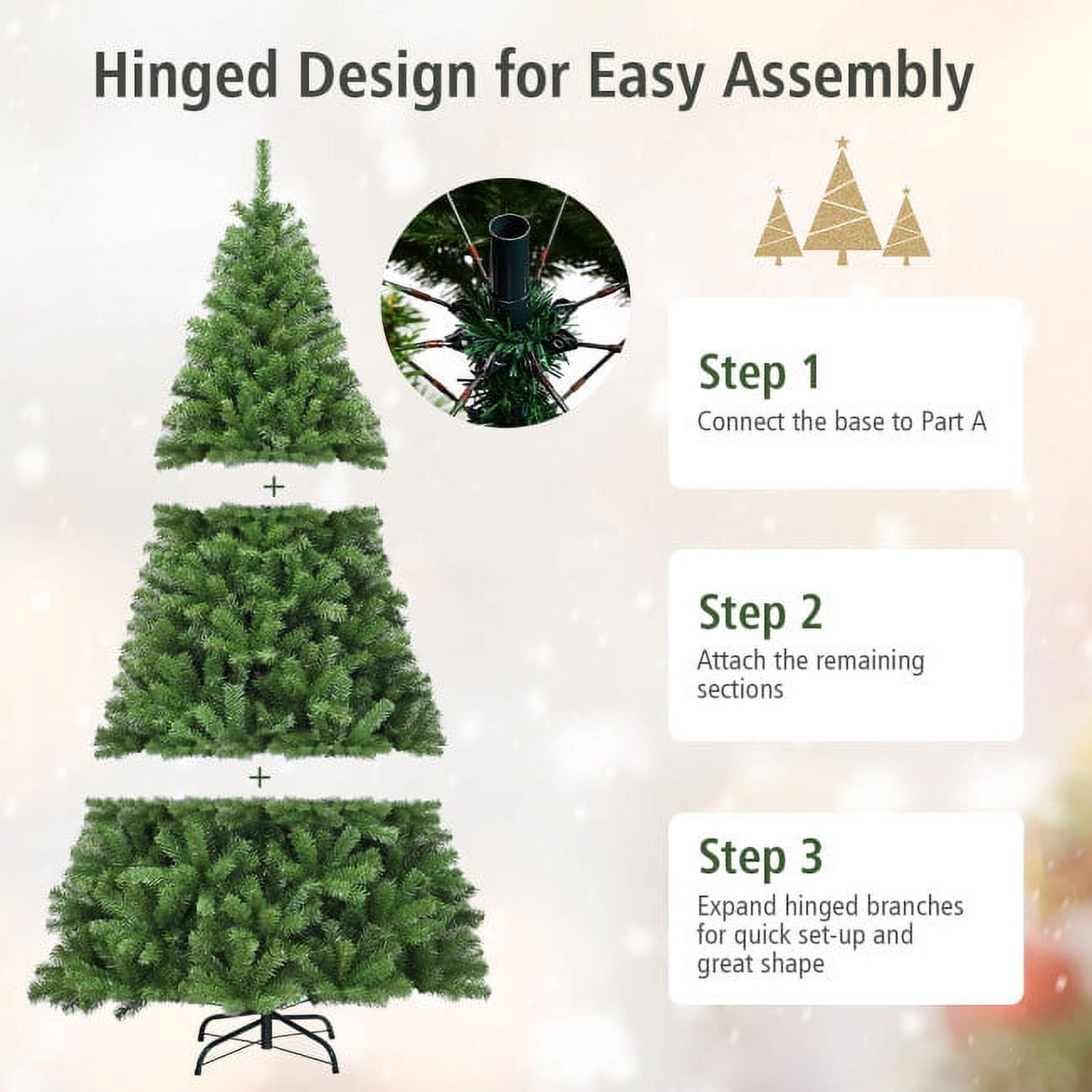 Furnibear 6ft Pre-Lit Christmas Tree with 250 Color Changing LED Lights for Home, Office, and Party Decoration
