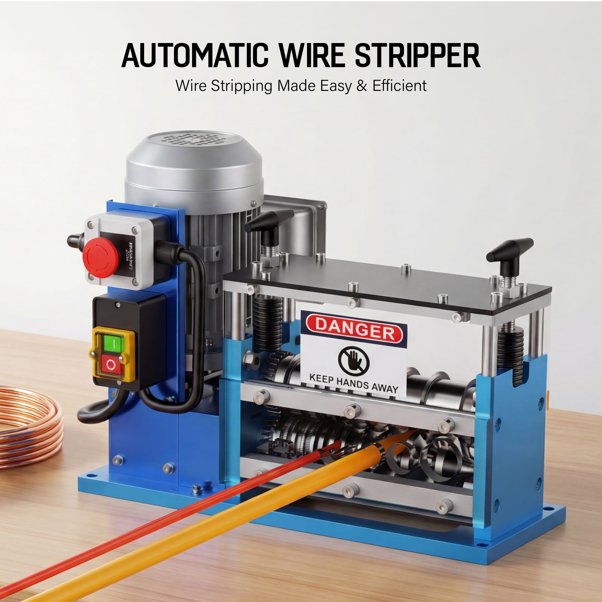Fenbeli Electric Wire Stripping Machine 0.06-1.58in Heavy Duty Industrial Automatic Cable Stripper for Scrap Copper Recycling, Blue