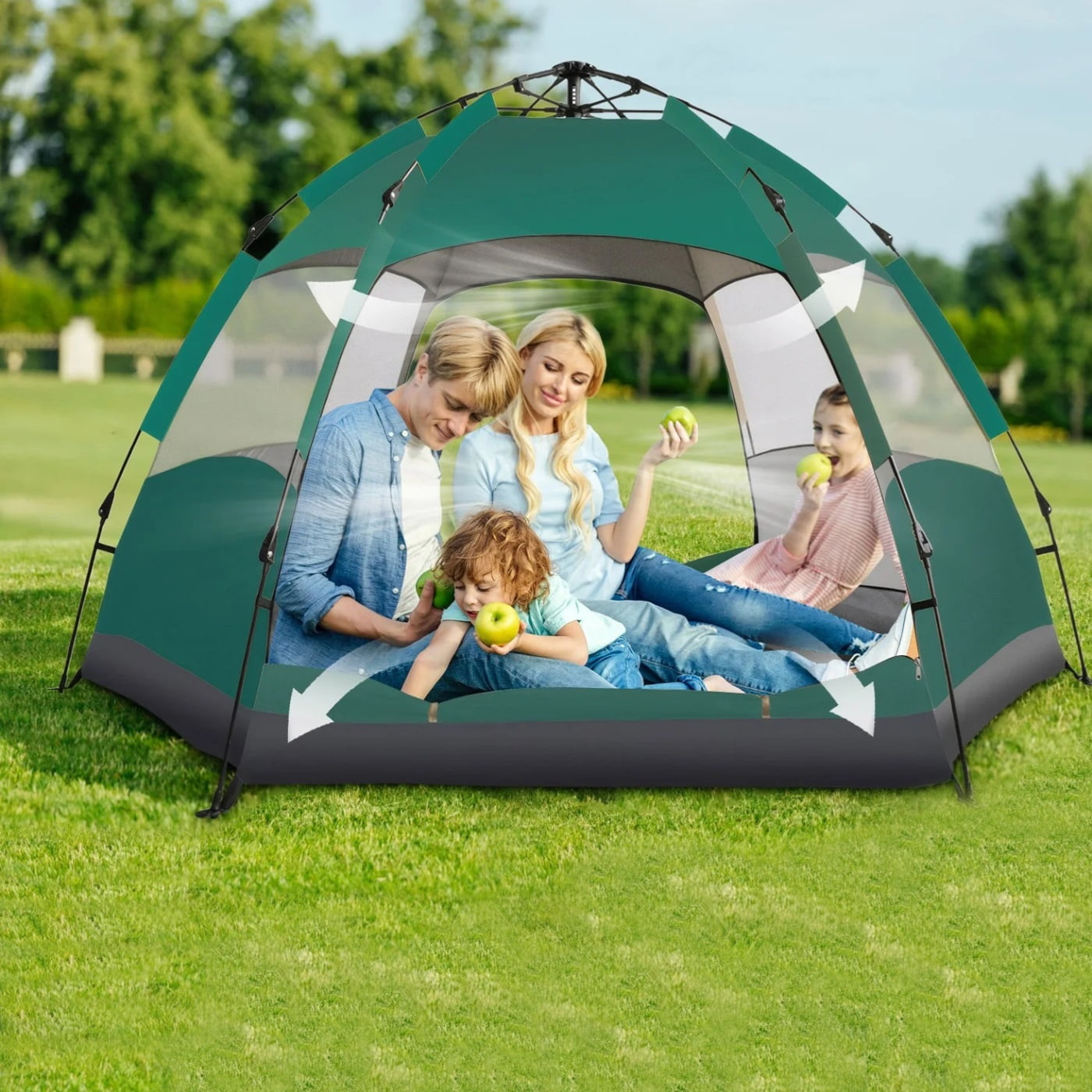 Fenbeli Portable Waterproof Tents for Camping Pop up Tent for 2-4 Person Camping Tent for Family Outdoor Green