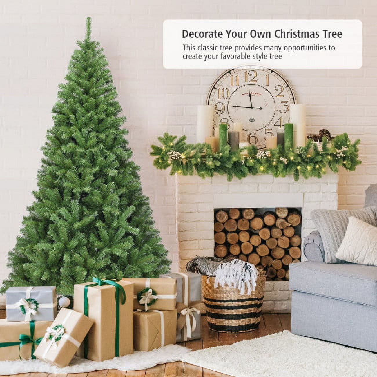 Furnibear 7.5ft Pre-Lit Christmas Tree with 250 Color Changing LED Lights for Home, Office, and Party Decoration