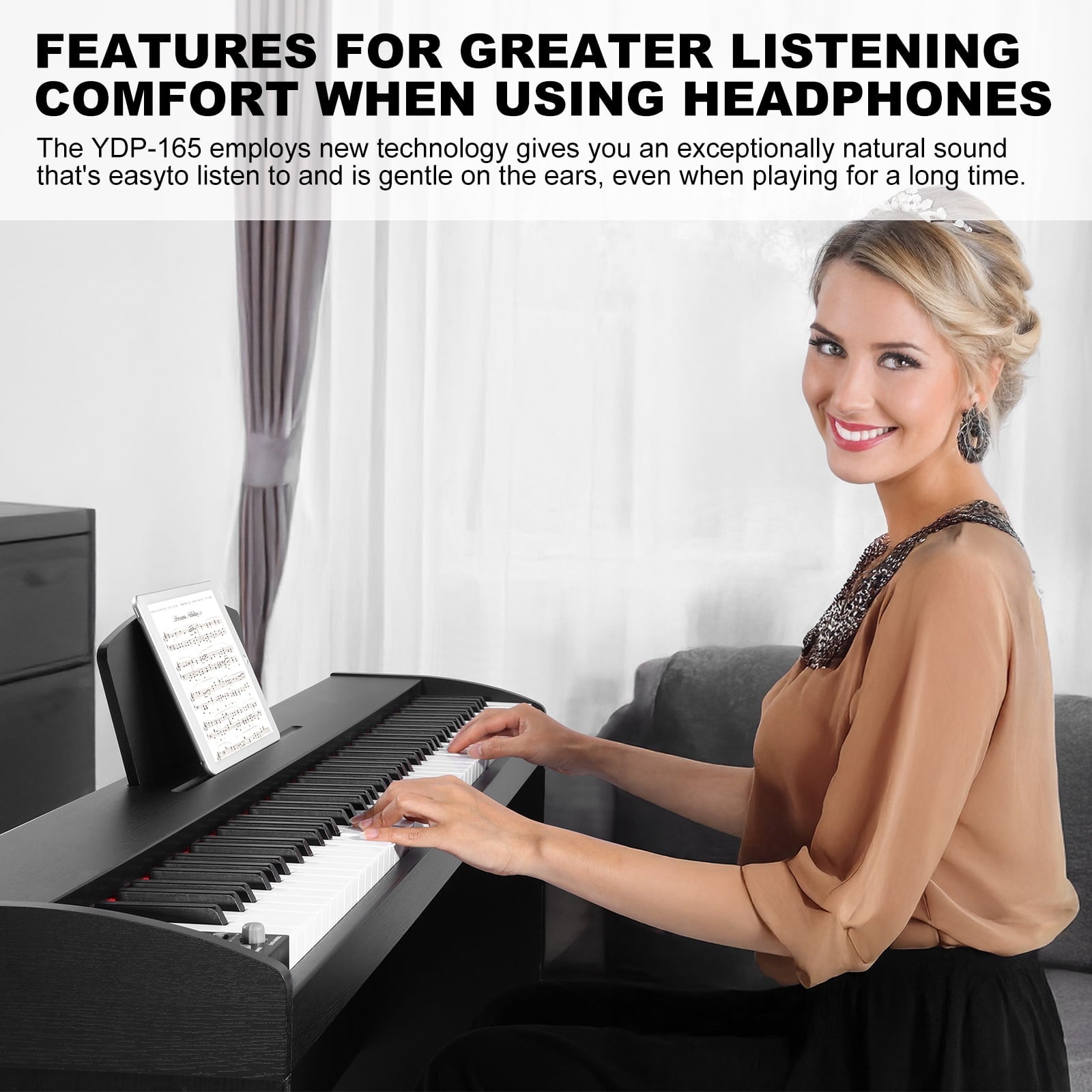Fenbeli 88-Key Weighted Hammer Action Digital Piano with Speakers Furniture Stand and Triple Pedals Support Bluetooth,MIDI USB,Black