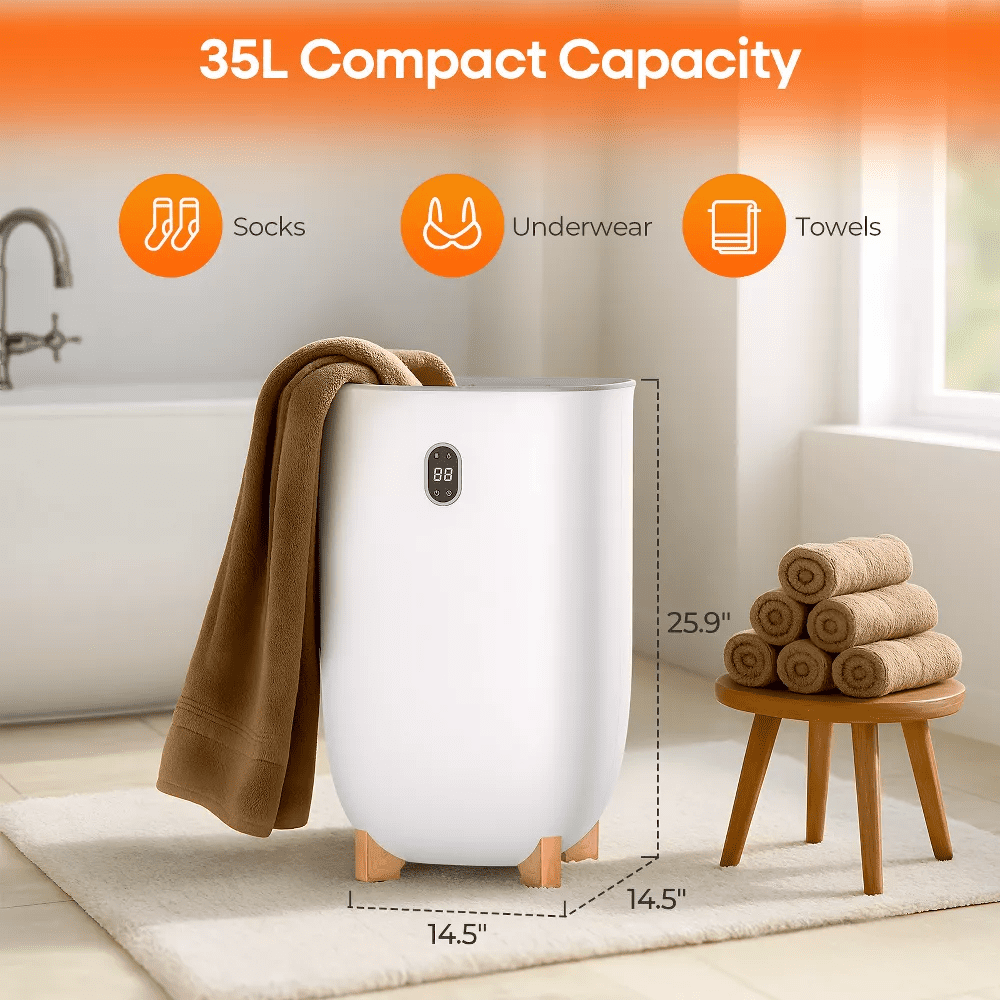 Fenbeli 35L Towel Warmer with LED Display, Bathroom Towel Heater, White