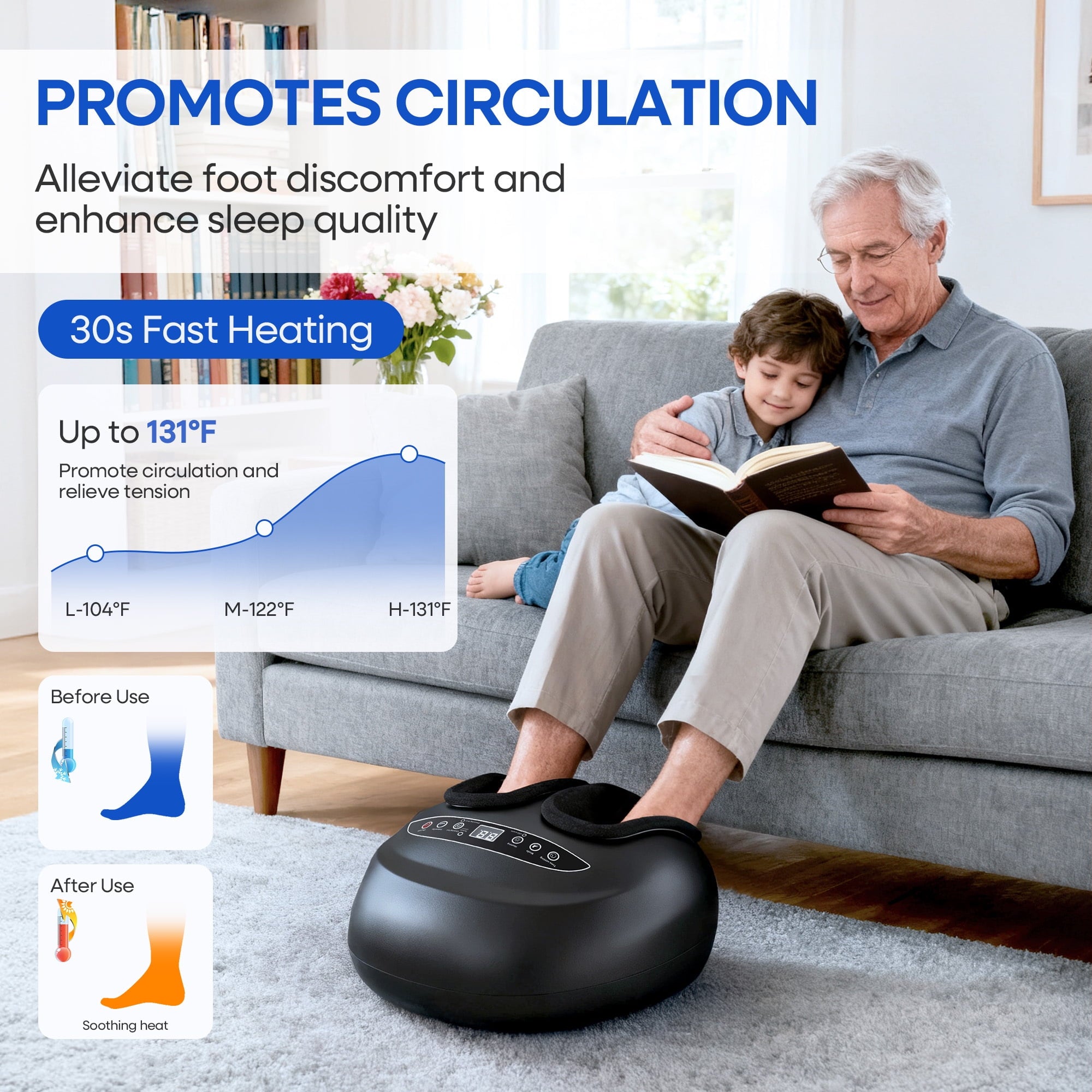Fenbeli Shiatsu Foot Massager Machine with Heat, Rolling, Deep Kneading, Shiatsu Foot Massager,Birthday Christmas Gifts for Mom Dad Women Men