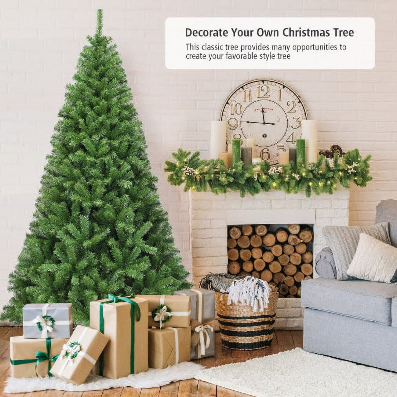 Furnibear 7.5ft Pre-Lit Christmas Tree with 550 Color Changing LED Lights for Home, Office, and Party Decoration