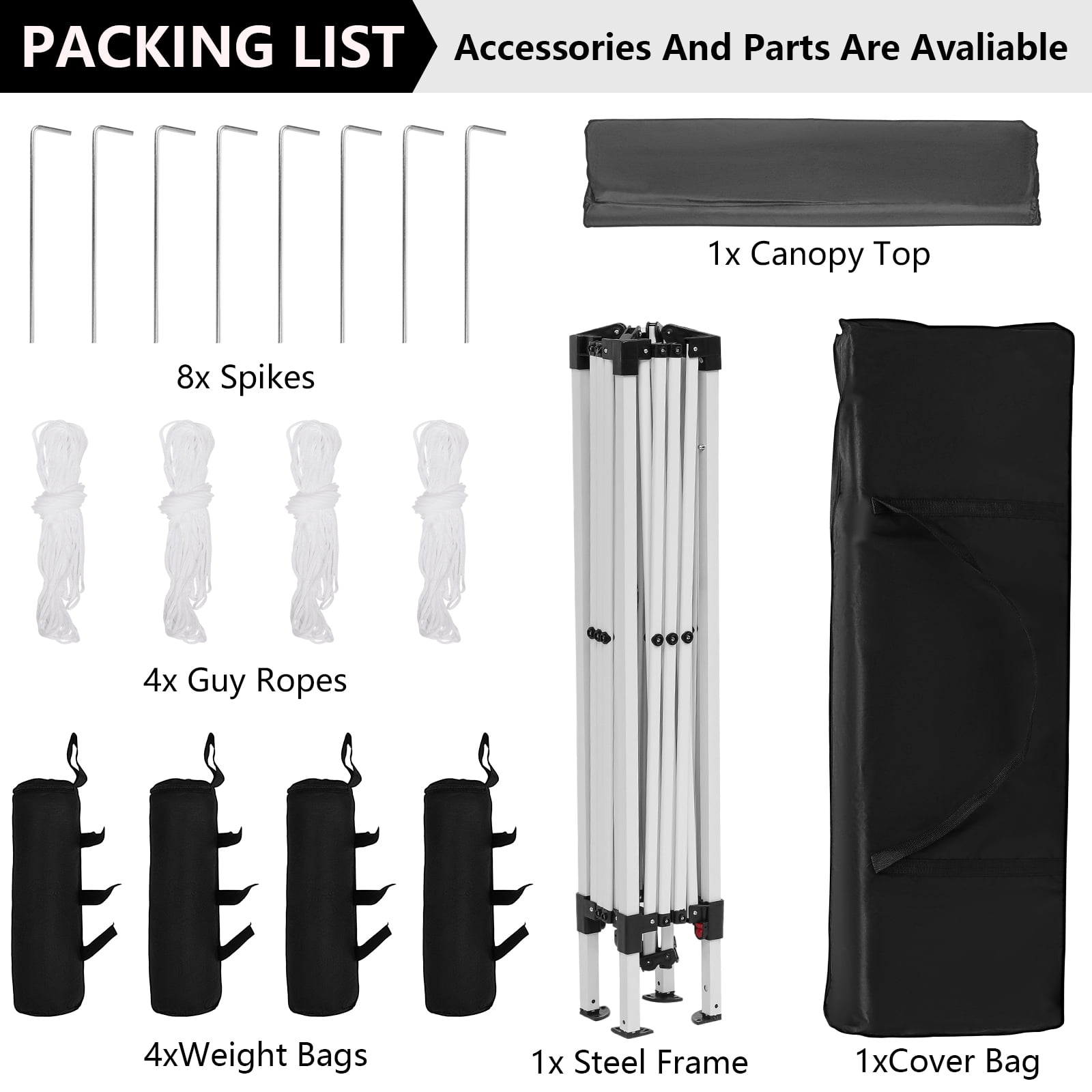 10x10 Pop Up Canopy Instant Outdoor Canopy Tent for Events, Camping, and Backyard, Black