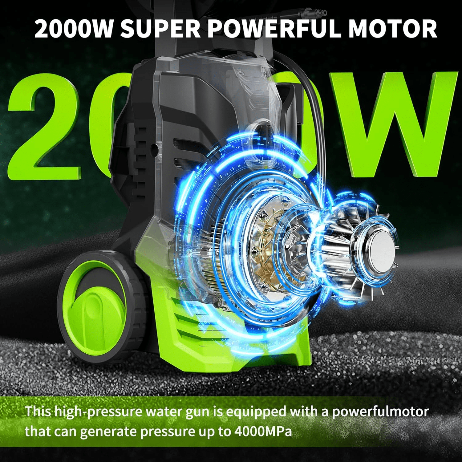 Vebreda 3800 PSI Electric Pressure Washer Lightweight Power Pressure Washer, Great for Cars Washing Fences Patios Driveways