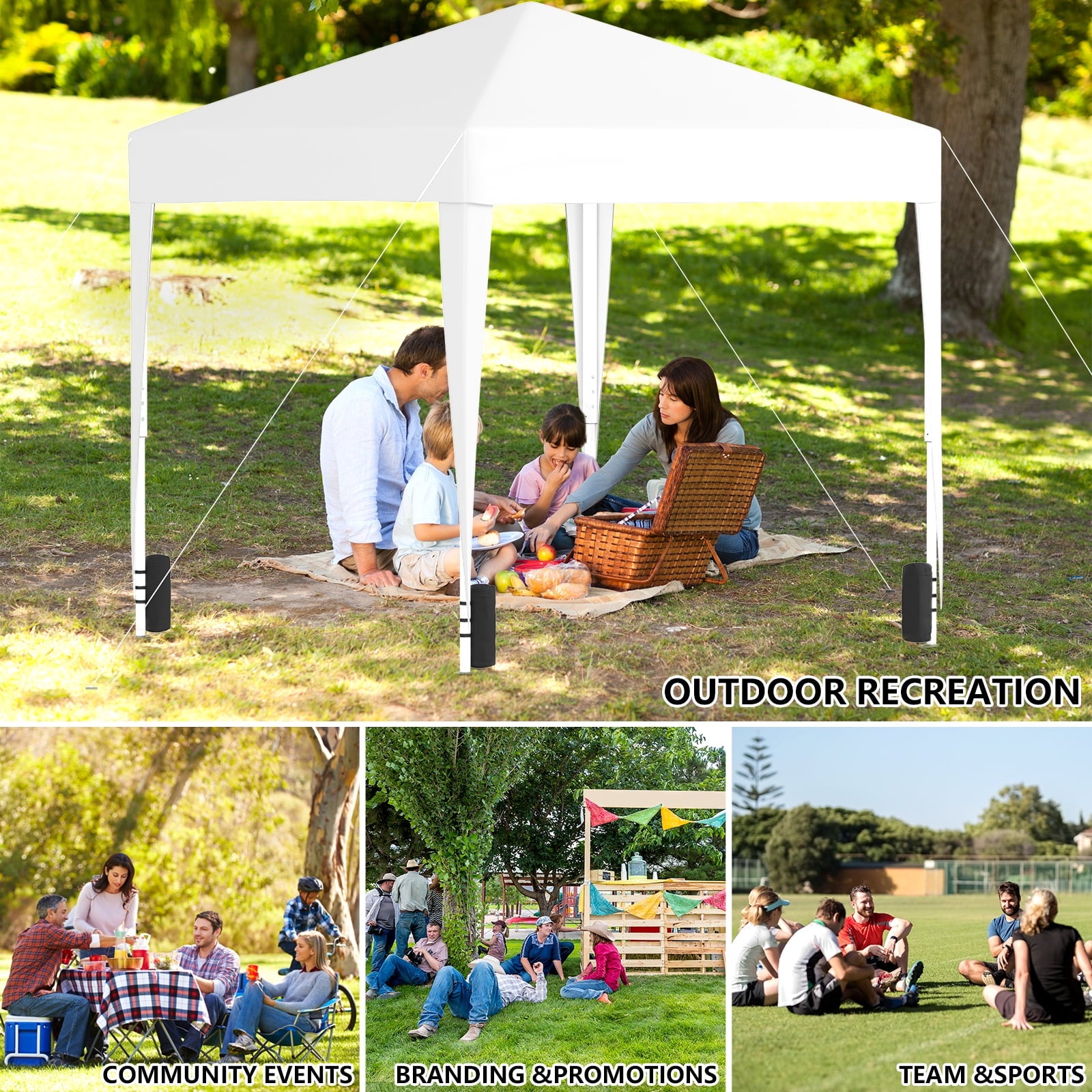 Fenbeli 10x10 Pop Up Canopy Tent with Sand Weight Bag, White
