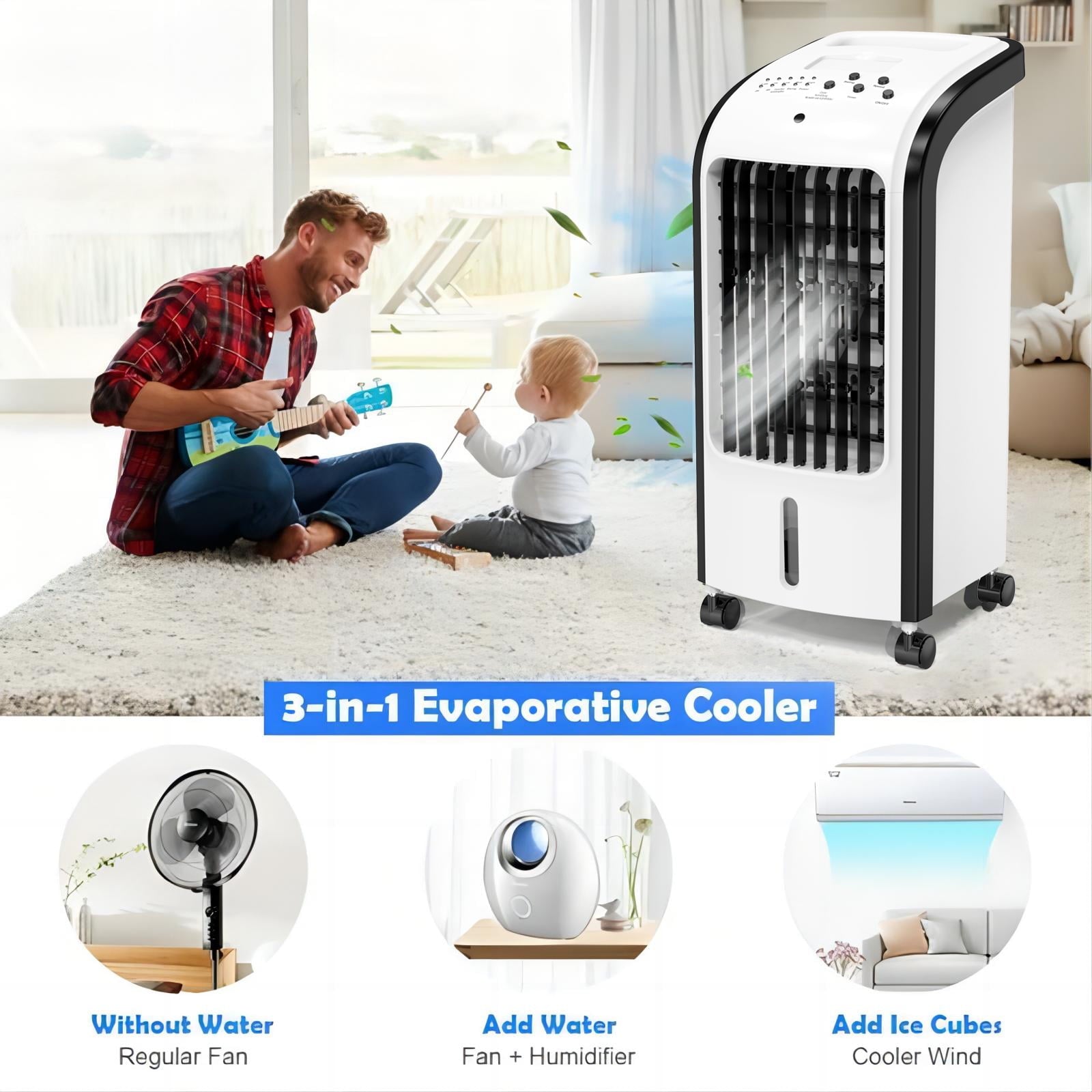 168 Evaporative Portable Air Cooler Fan and Humidifier, White