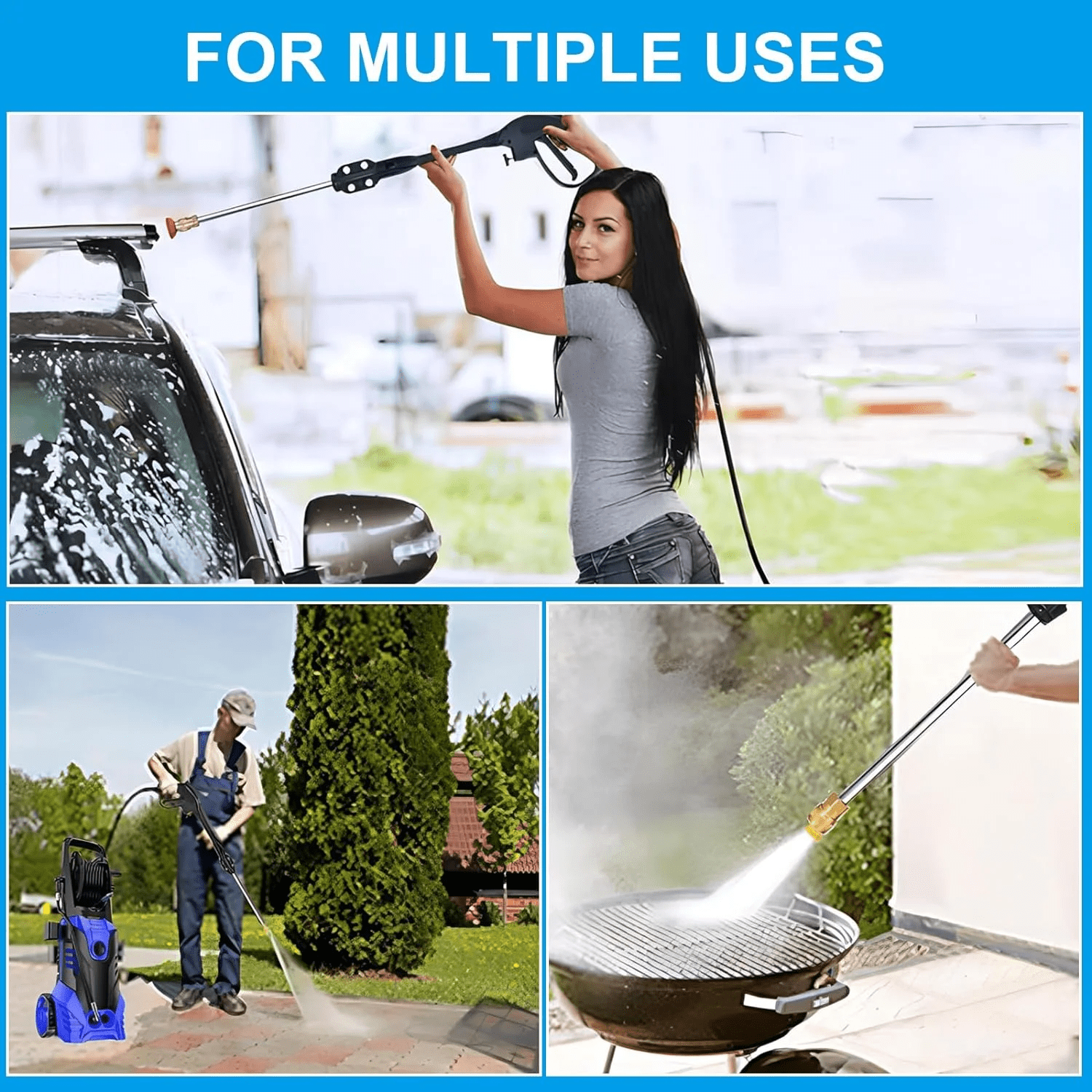 Vebreda 3800 PSI Electric Pressure Washer Lightweight Power Pressure Washer, Great for Cars Washing Fences Patios Driveways