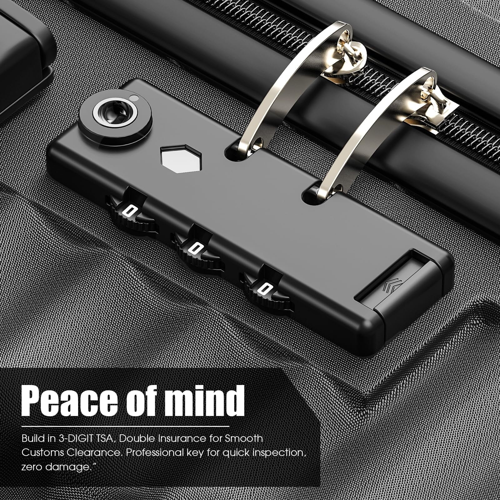 Fenbeli 3 Piece Luggage Sets with TSA Locks Lightweight Hardside Suitcase Set with Spinner Wheels Black