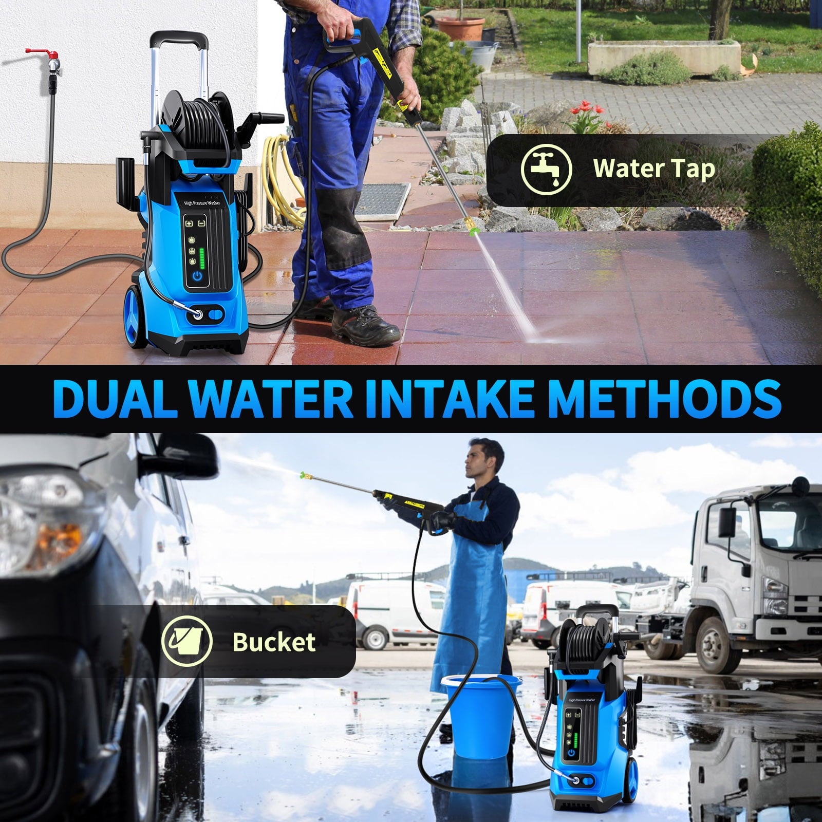 Fenbeli 4500PSI Electric Pressure Washer Touch Screen Adjustable Pressure Max 3.2 GPM for Your Home and Garden