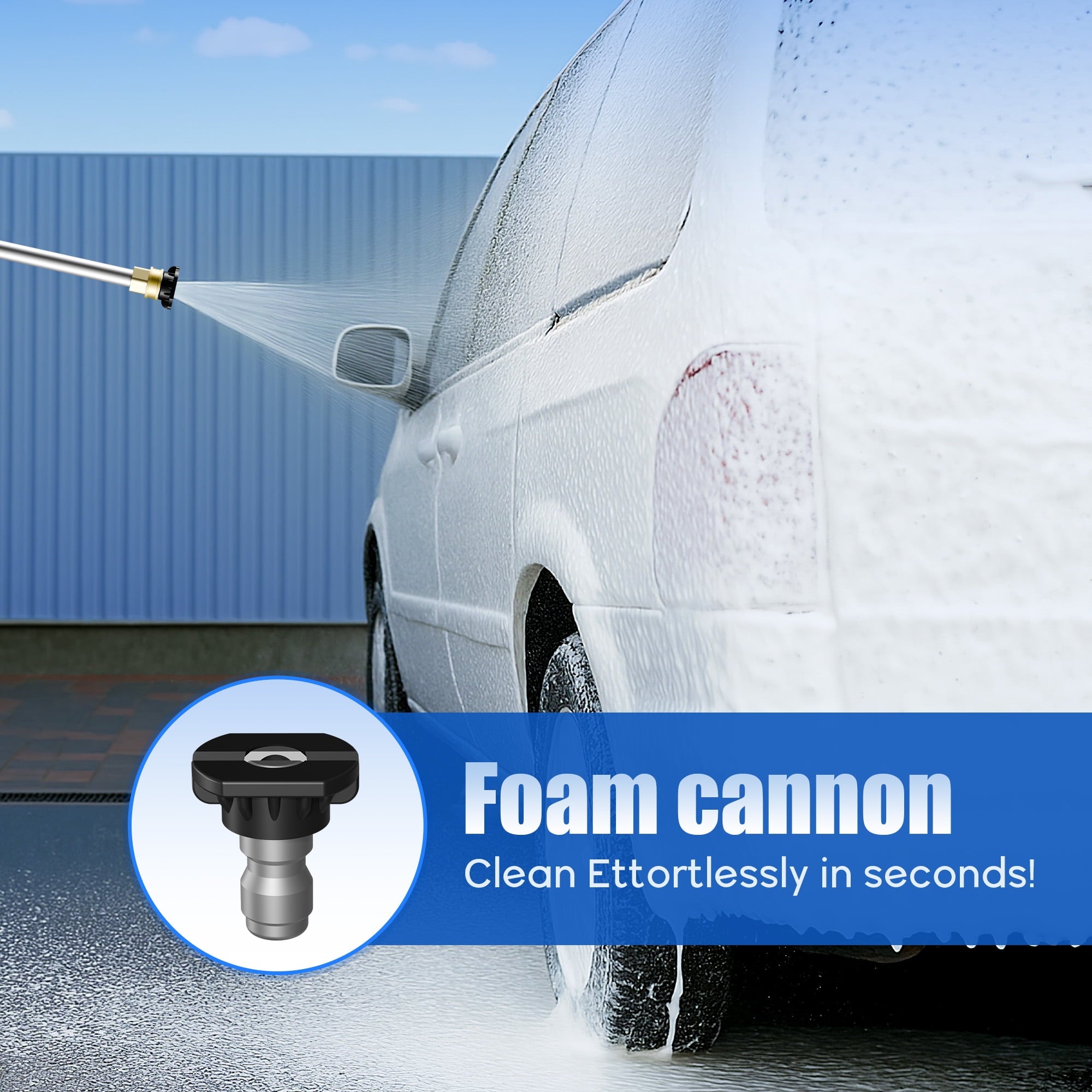 Fenbeli 3000 PSI Electric Pressure Washer, 2.0 GPM Power Washer with Hose Reel, 5 Nozzles, Wheels and Handle, 2000W High-Efficiency Cleaner for Cars, Homes, Driveways, and Decks