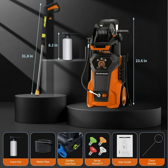 Fenbeli Electric Pressure Power Washer - 4000 PSI MAX 2.6 GPM Power Washer Electric Powered, Orange