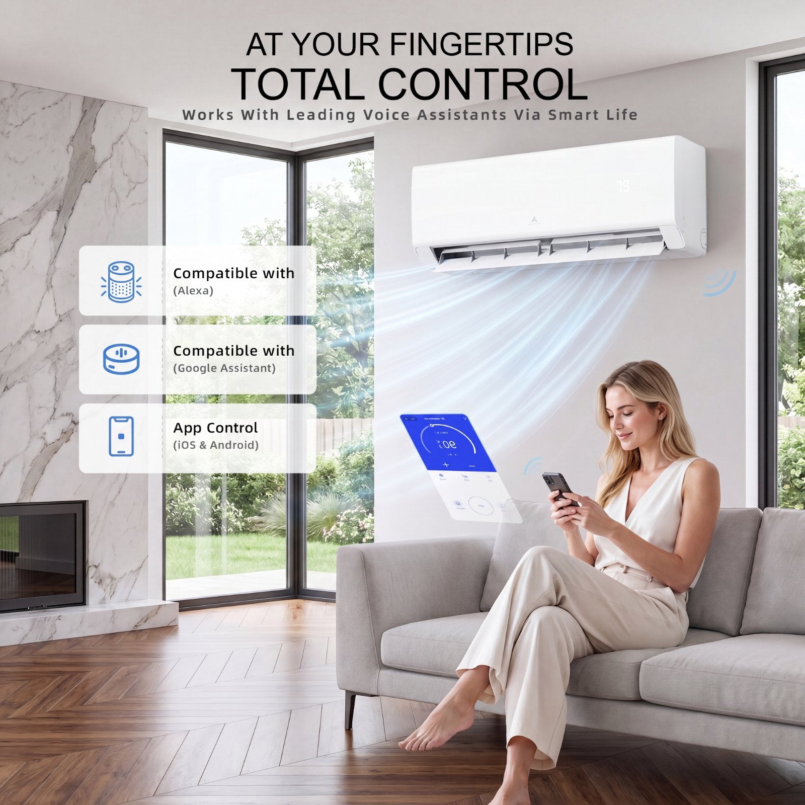 Aircold 12000 BTU Mini Split Air Conditioner and Heater, 115V 22 SEER2 Energy Saving Ductless Inverter AC Heat Pump with WiFi, Cool and Heat up to 750 Sq.Ft