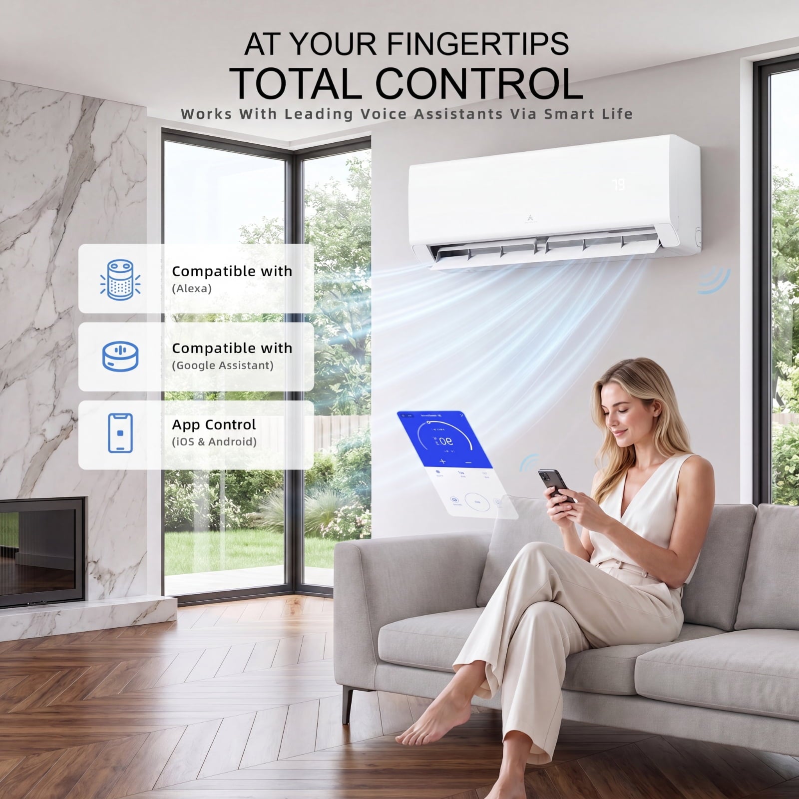 Aircold 12000 BTU Mini Split Air Conditioner and Heater, 208/230V 22 SEER2 Energy Saving Ductless Inverter AC Heat Pump with WiFi, Cool and Heat up to 750 Sq.Ft
