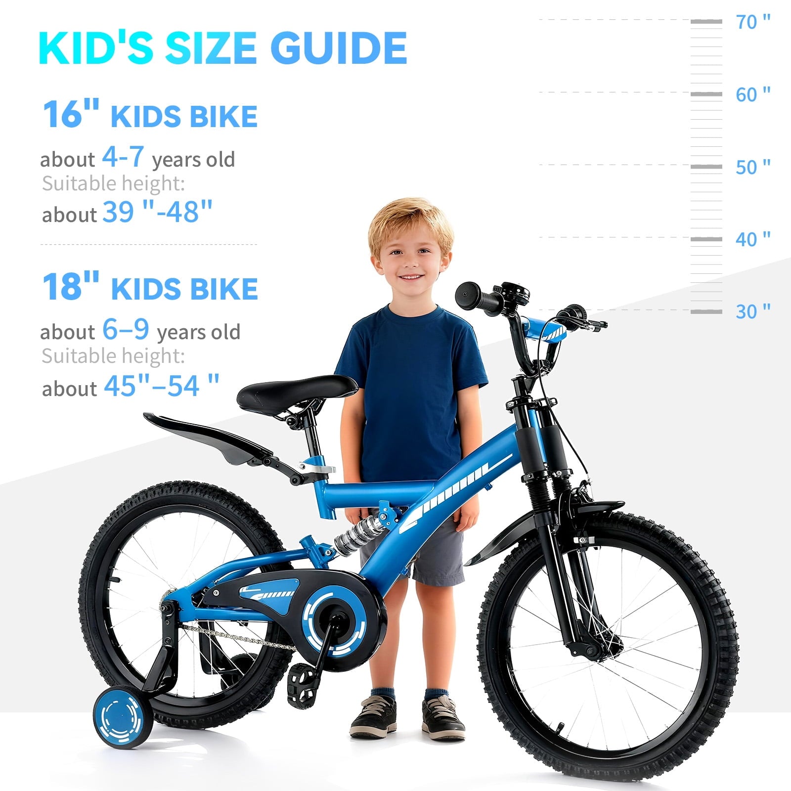 Fenbeli 16in Kids Bike, Ages 4-7 Years, Blue