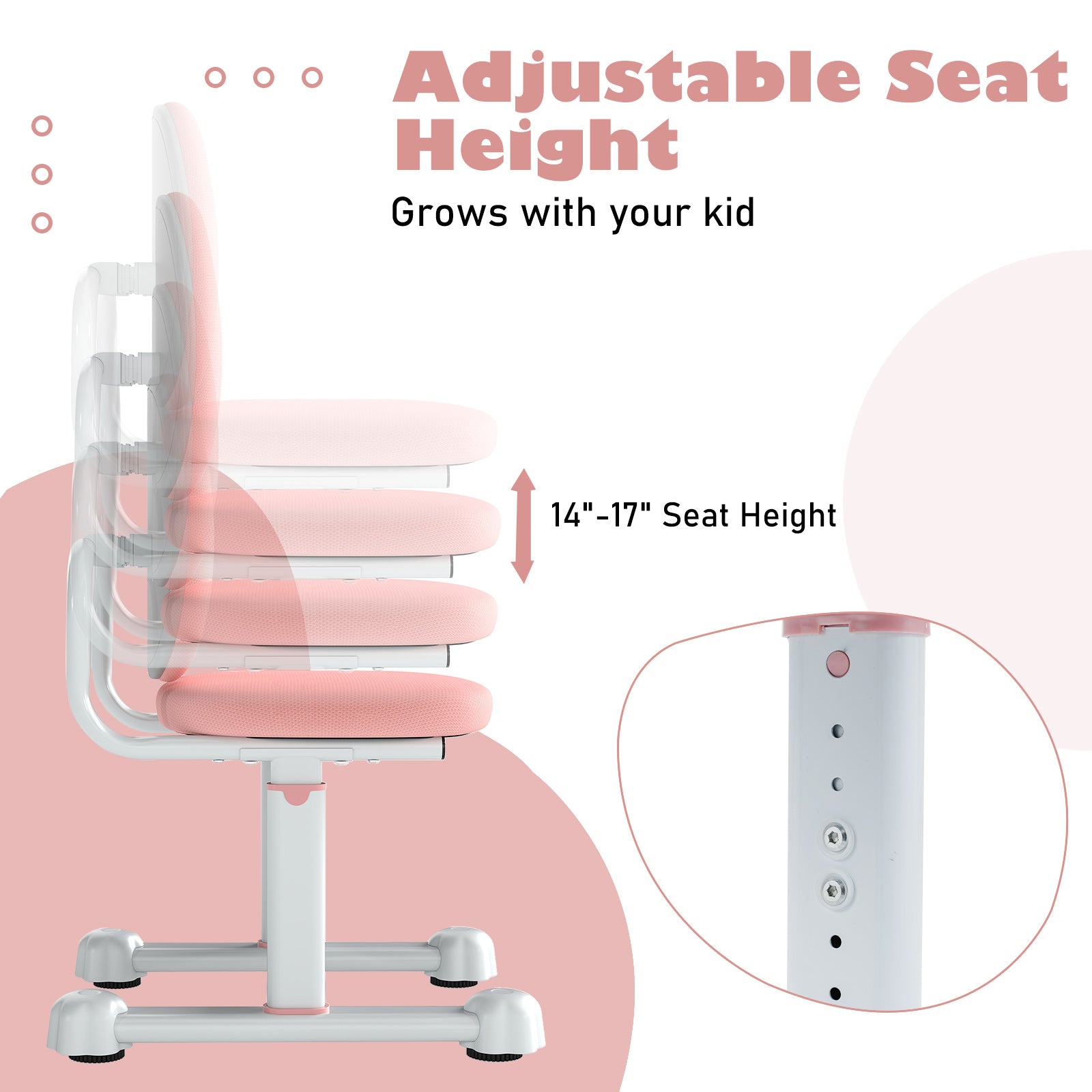Kids Desk Chair Children Study Chair with Double Back Support and Adjustable Heigh